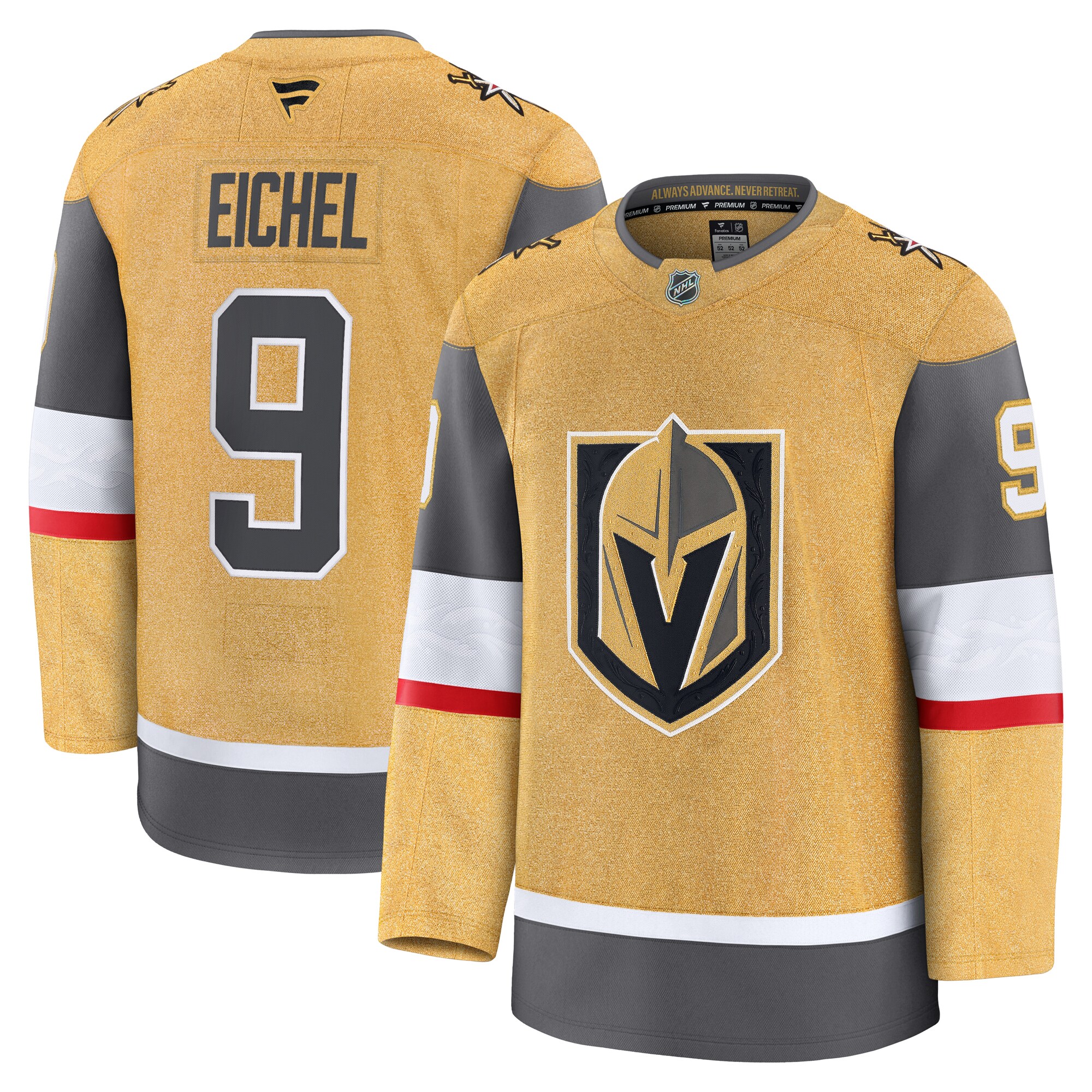 Men's Vegas Golden Knights Jack Eichel Gold Home Premium Jersey