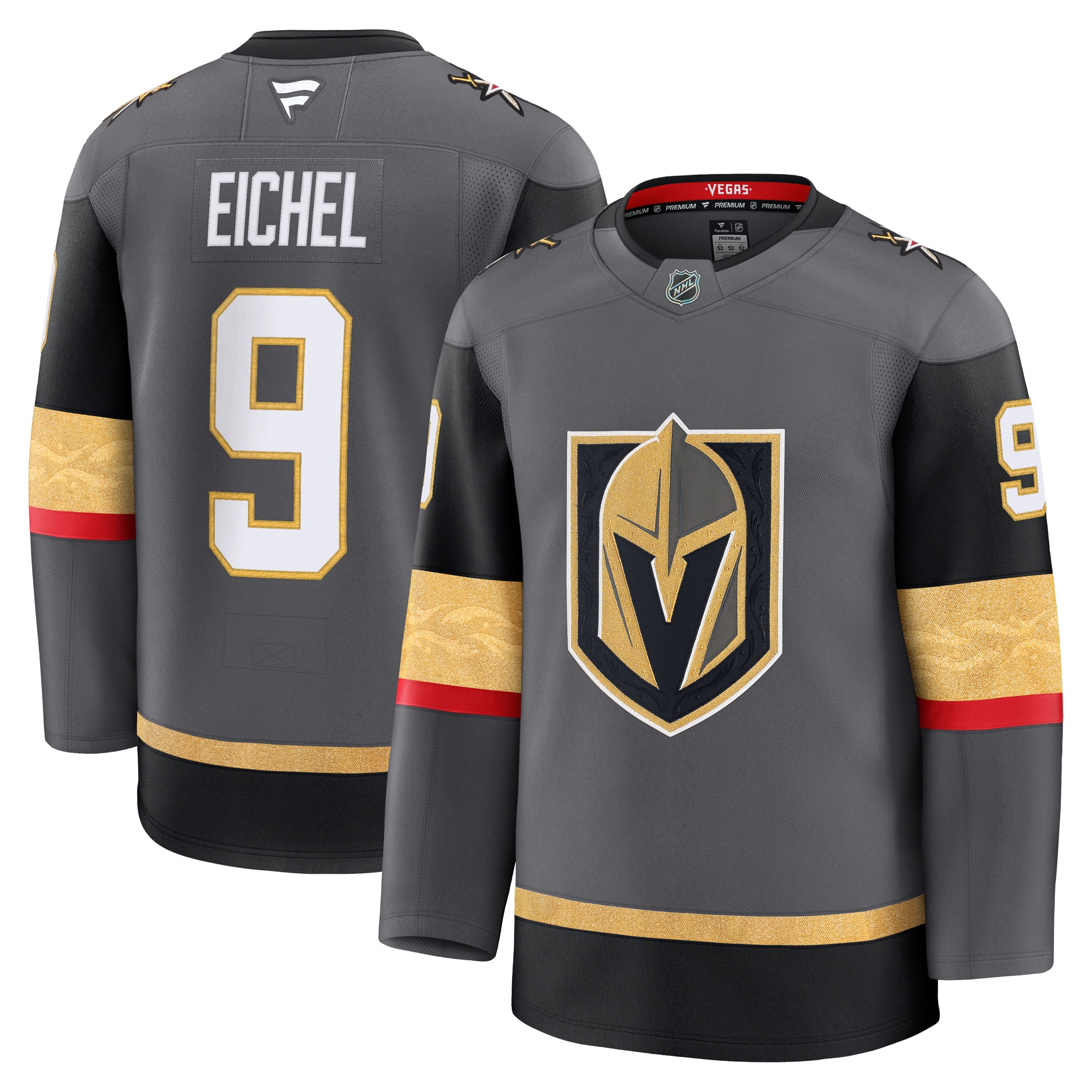 Men's Vegas Golden Knights Jack Eichel Gray Alternate Premium Jersey
