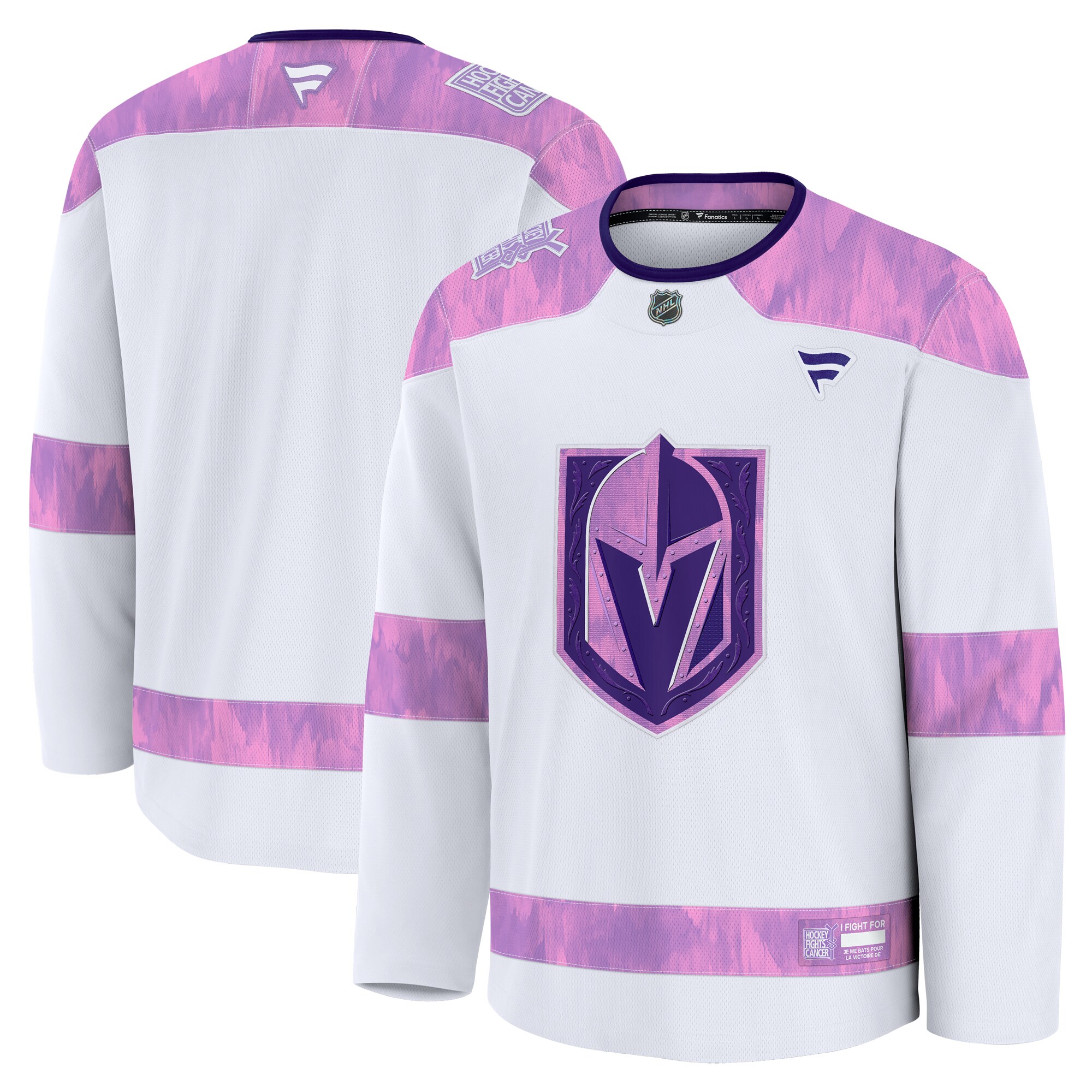 Men's Vegas Golden Knights White 2024 Hockey Fights Cancer Practice Jersey