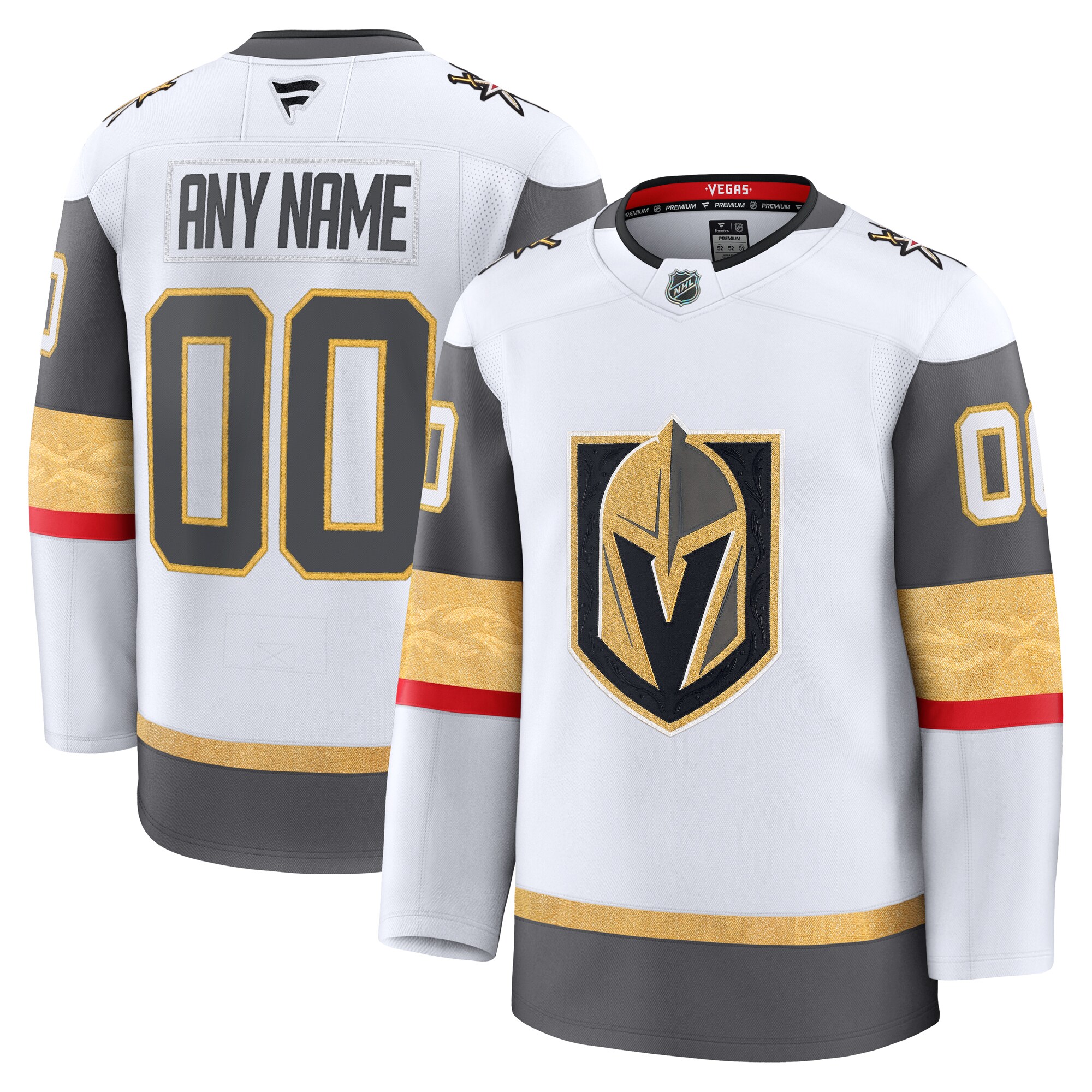 Men's Vegas Golden Knights White Away Premium Custom Jersey