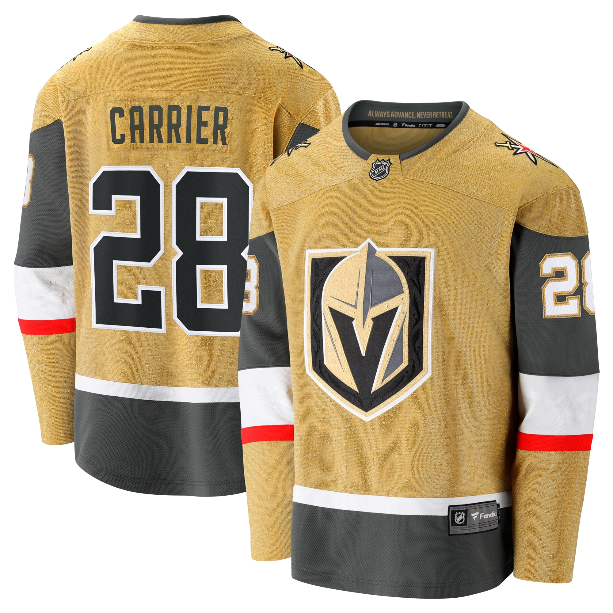 Men's Vegas Golden Knights William Carrier Gold Home Breakaway Jersey