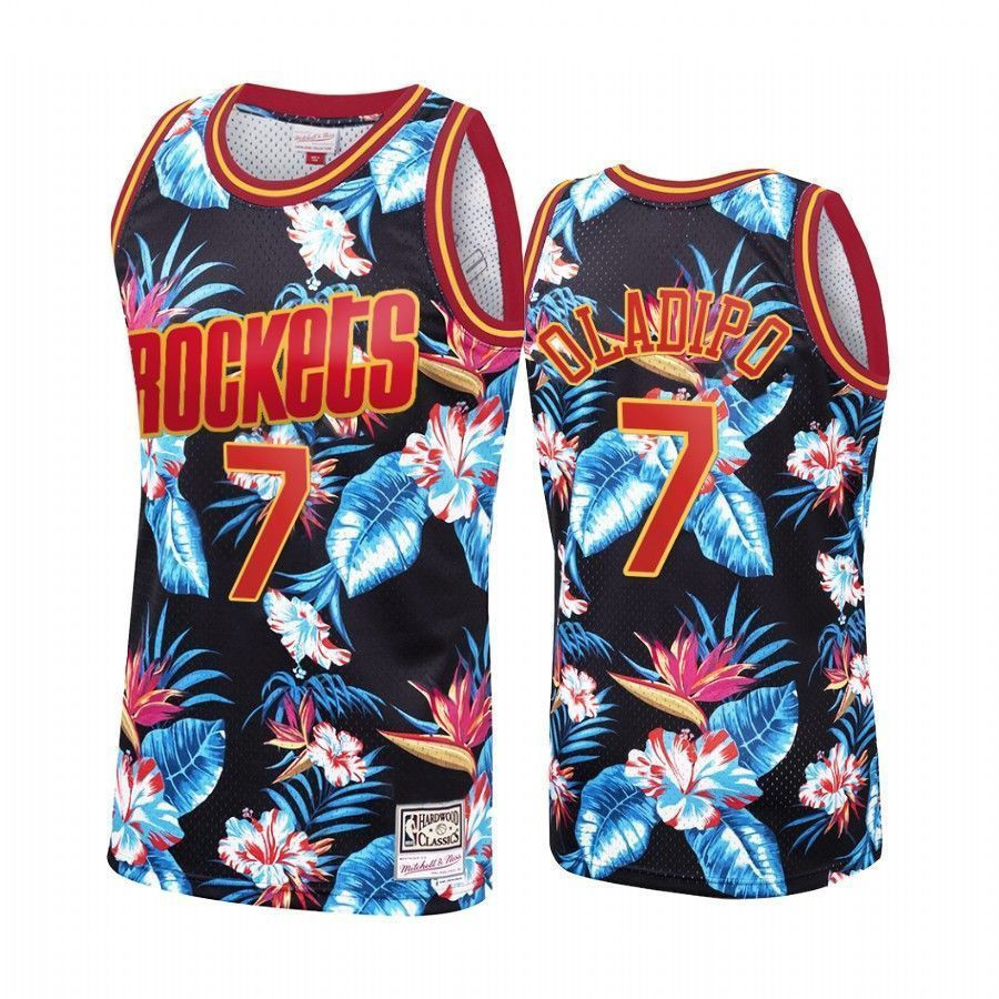 Men's Victor Oladipo 7 Houston Rockets Black Floral Fashion Jersey
