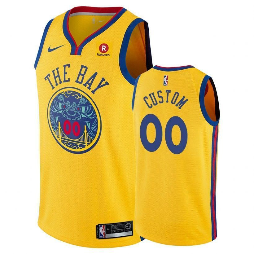 Men's Warriors Male Custom 00 City Gold Jersey