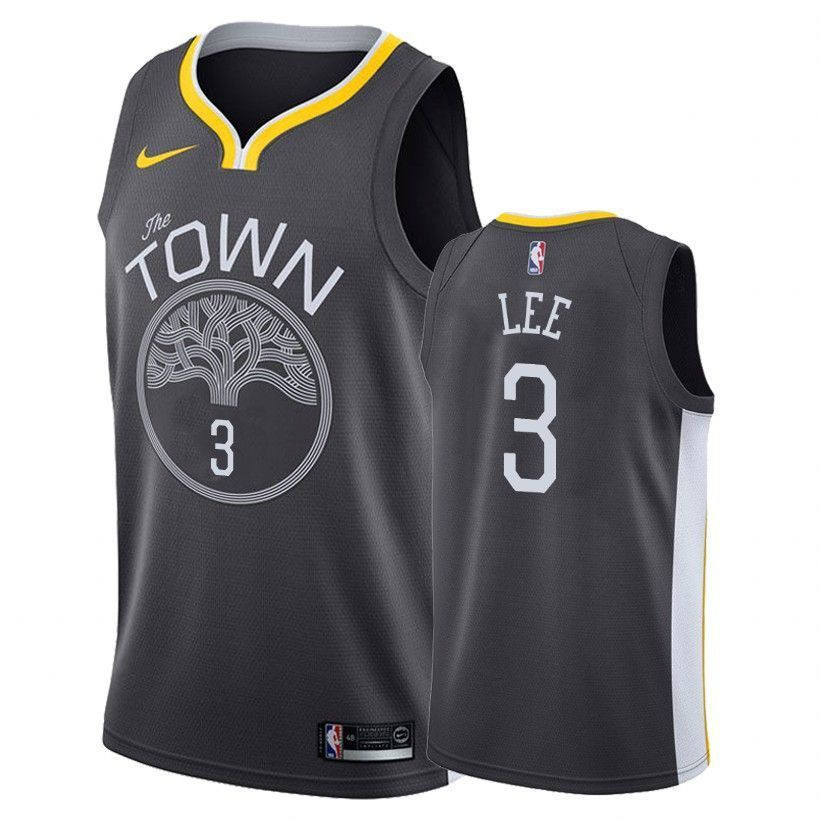 Men's Warriors Male Damion Lee 3 Statet Gray Jersey