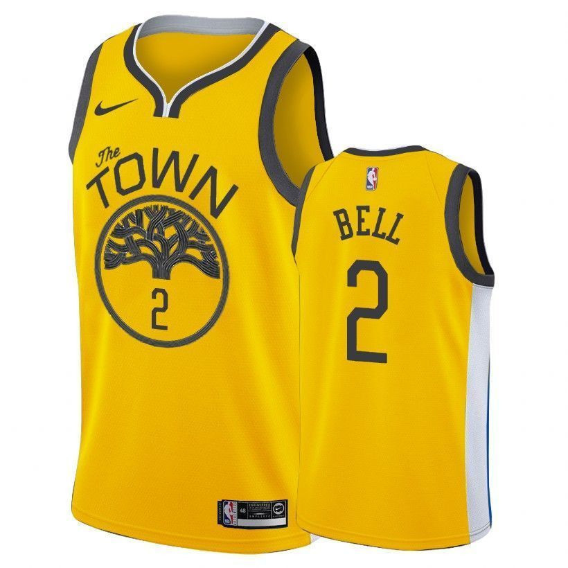 Men's Warriors Male Jordan Bell 2 Earned Edition Gold Jersey