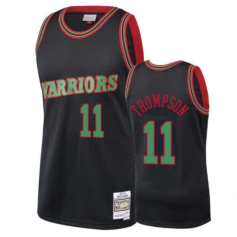 Men's Warriors Male Klay Thompson 11 Classics Christmas Black Jersey