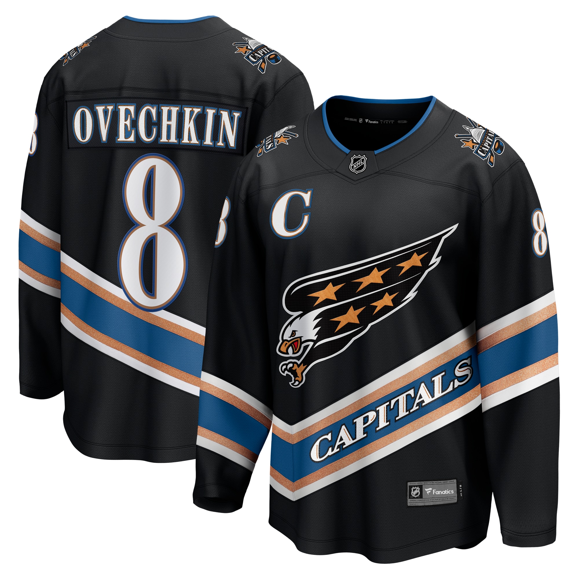 Men's Washington Capitals Alexander Ovechkin Black Alternate 50th Anniversary Premier Breakaway Player Jersey