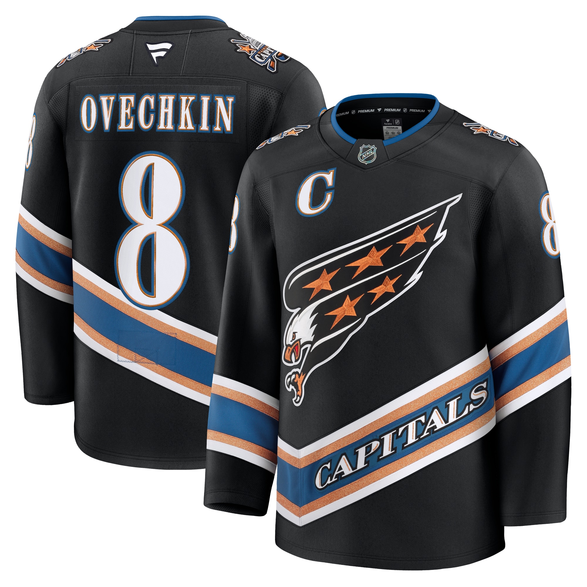 Men's Washington Capitals Alexander Ovechkin Black Alternate 50th Anniversary Premium Jersey