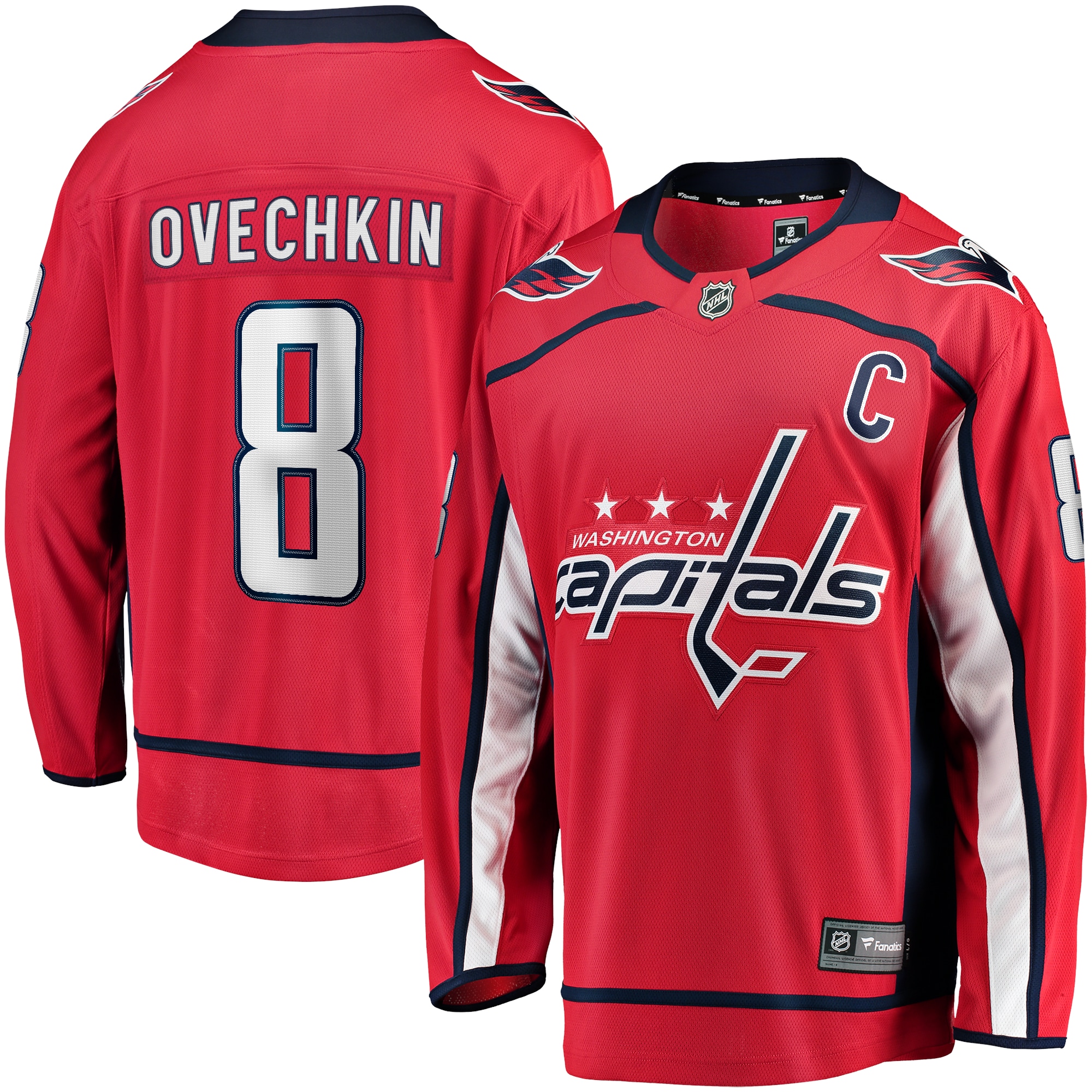 Men's Washington Capitals Alexander Ovechkin Red Captain Patch Home Breakaway Jersey