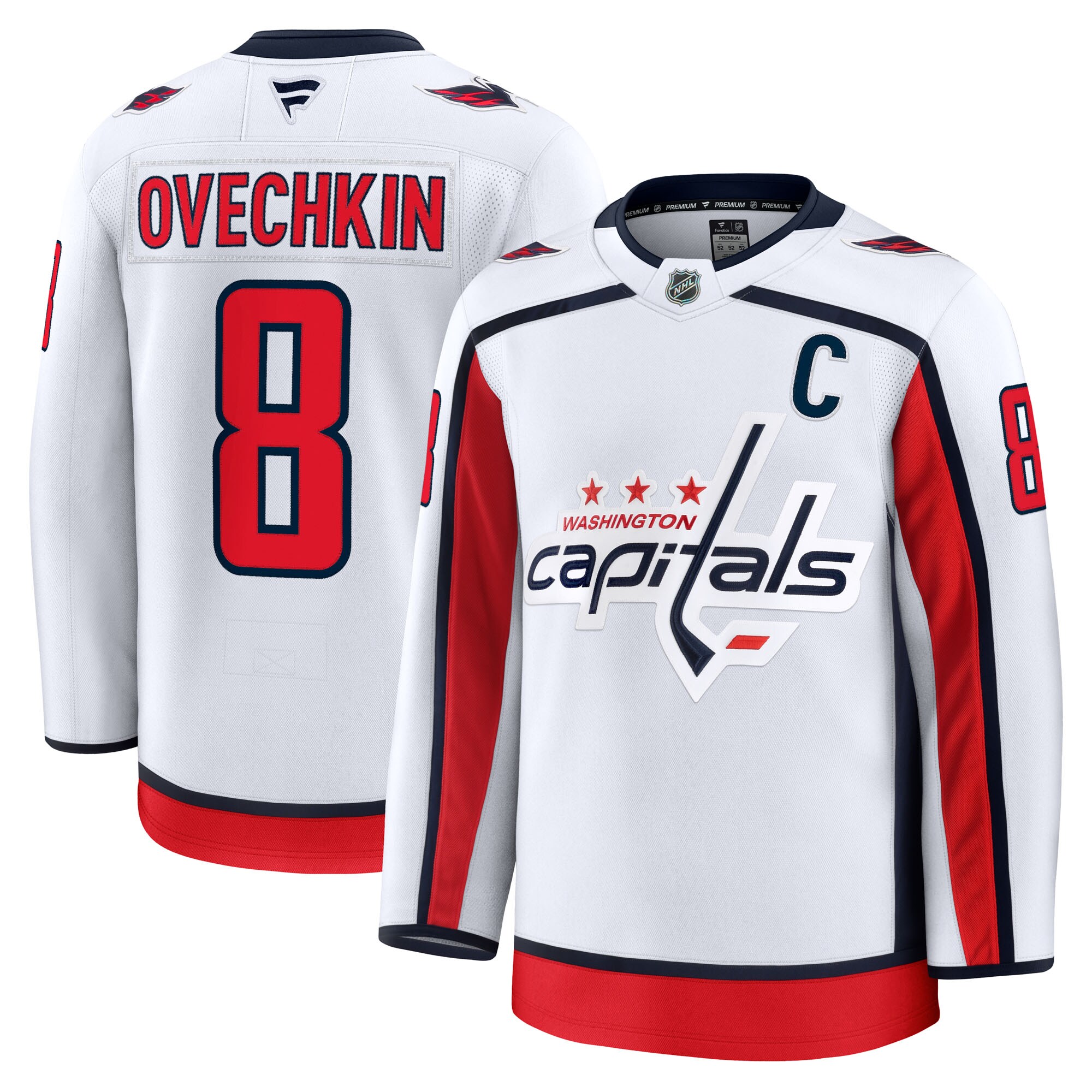 Men's Washington Capitals Alexander Ovechkin White Away Premium Jersey