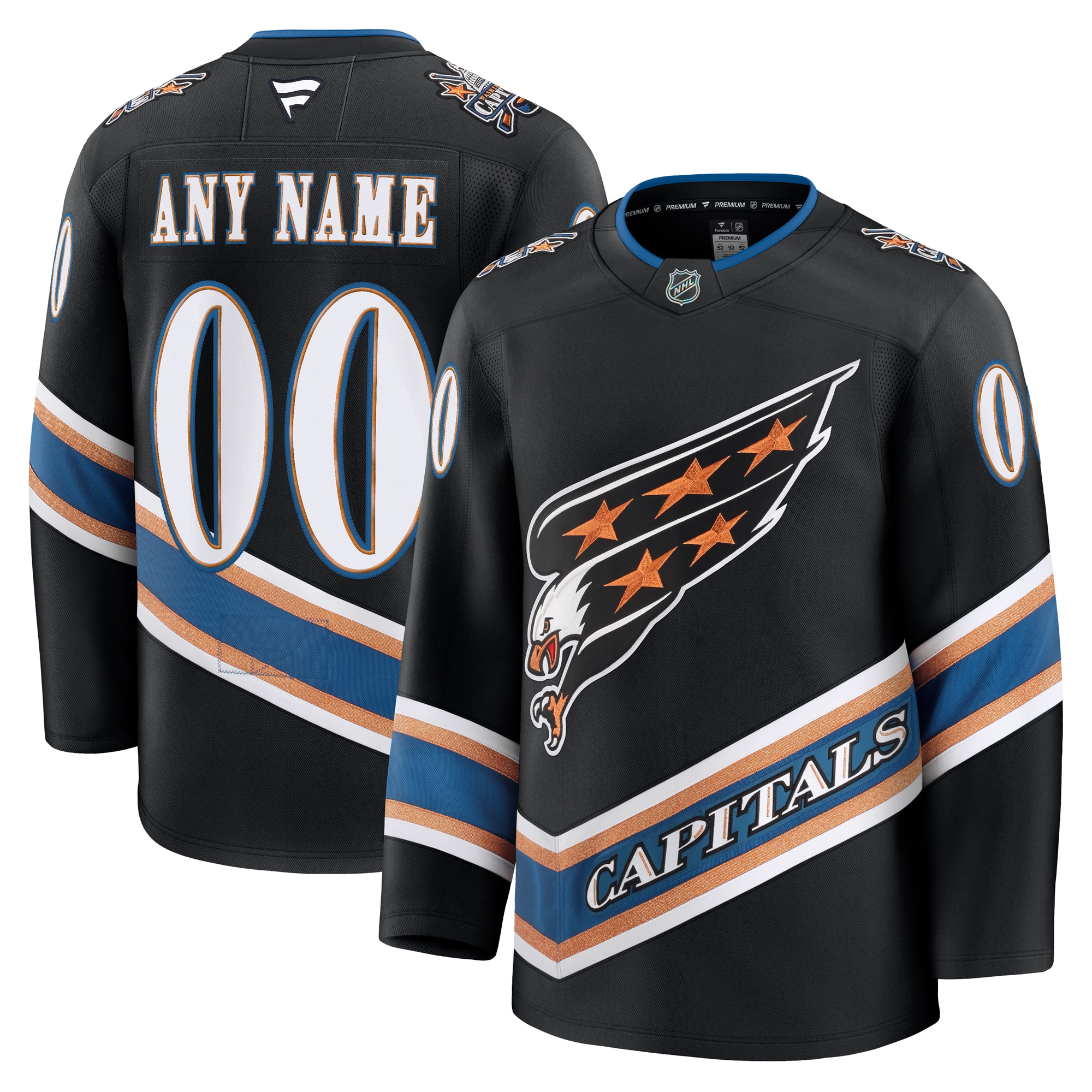 Men's Washington Capitals Black Alternate 50th Anniversary Premium Custom Jersey