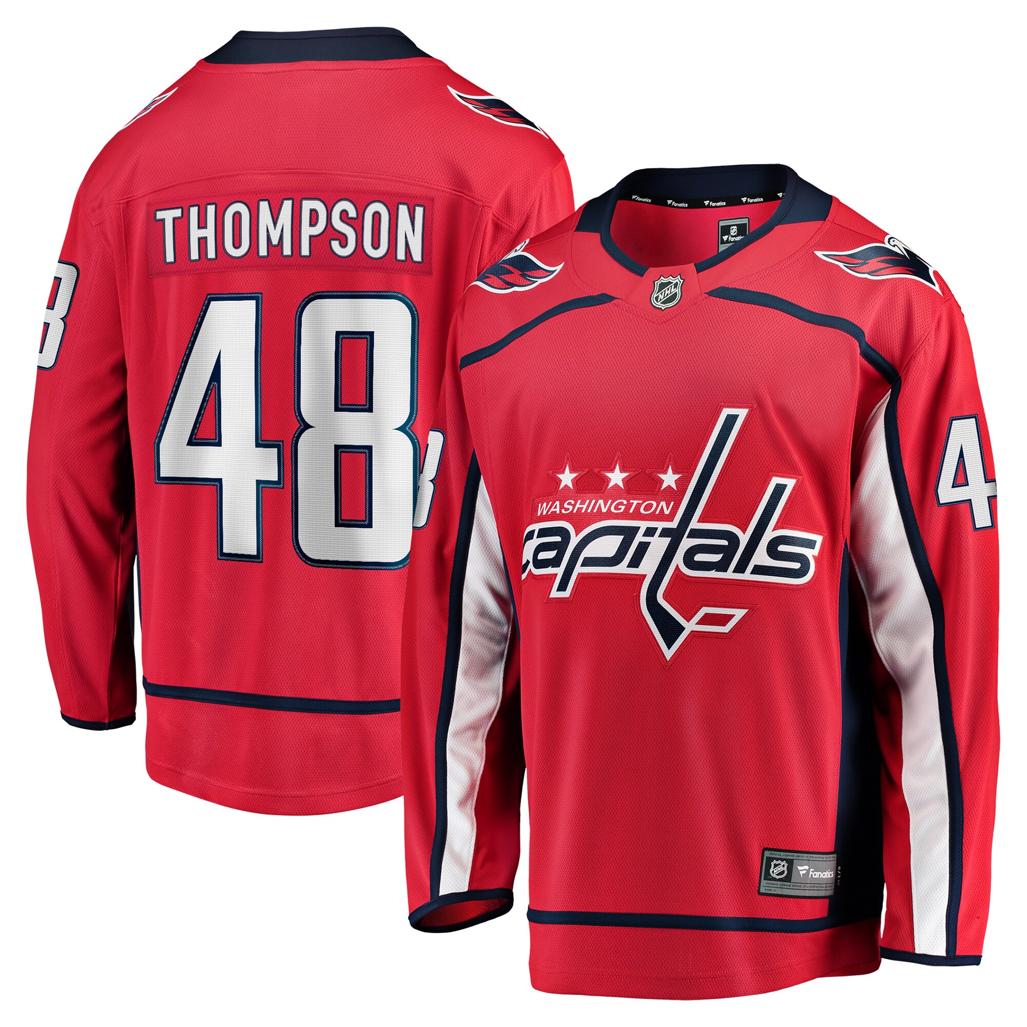 Men's Washington Capitals Logan Thompson Red Home Premier Breakaway Player Jersey
