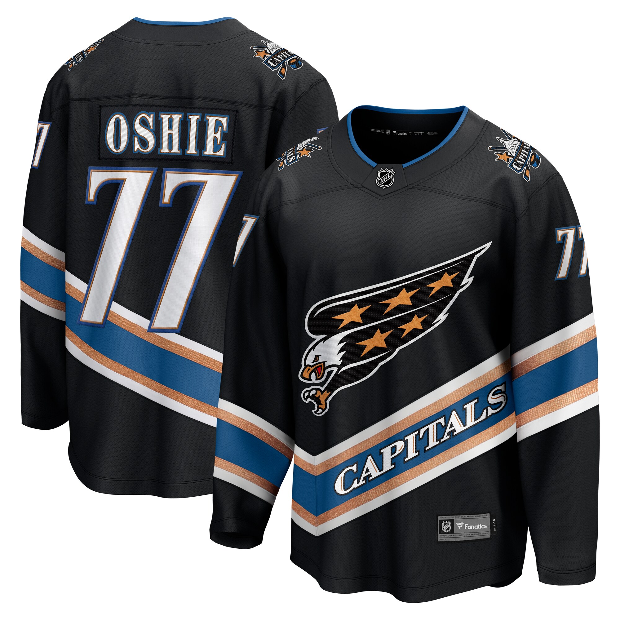 Men's Washington Capitals Tj Oshie Black Alternate 50th Anniversary Premier Breakaway Player Jersey