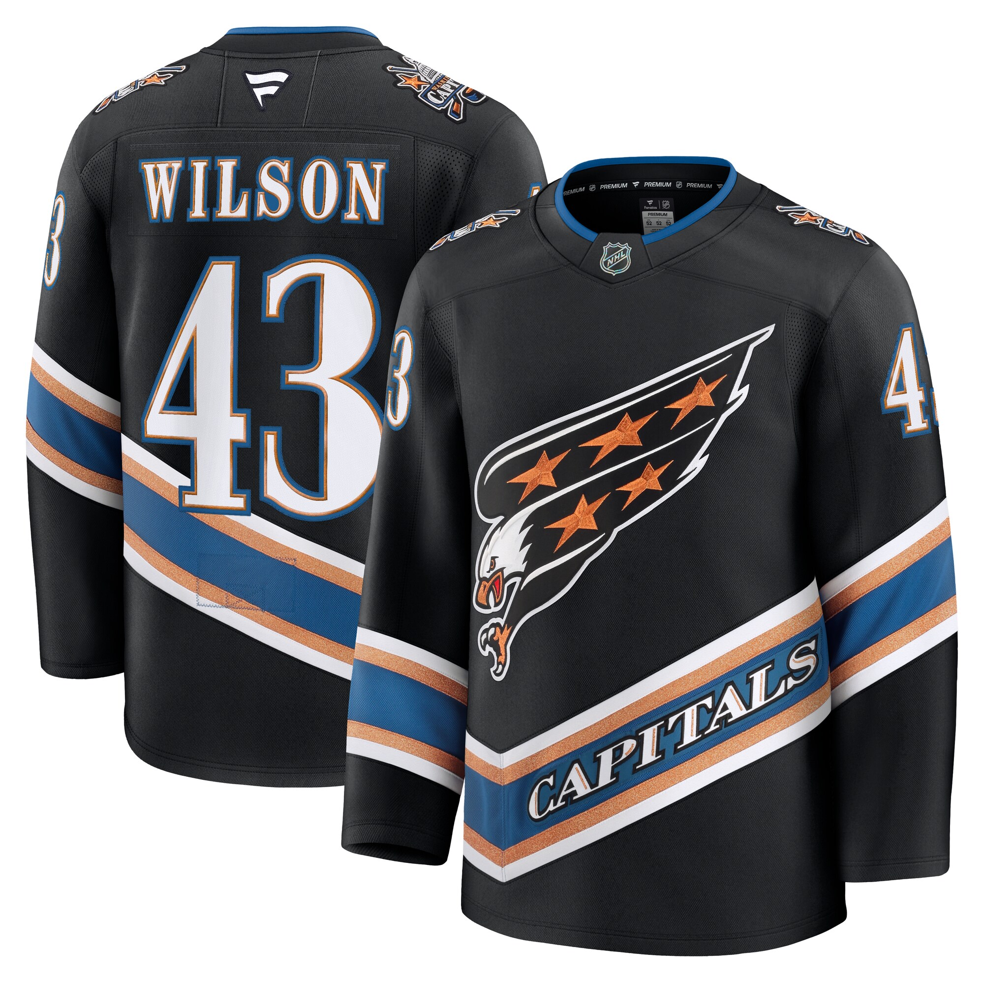 Men's Washington Capitals Tom Wilson Black Alternate 50th Anniversary Premium Jersey