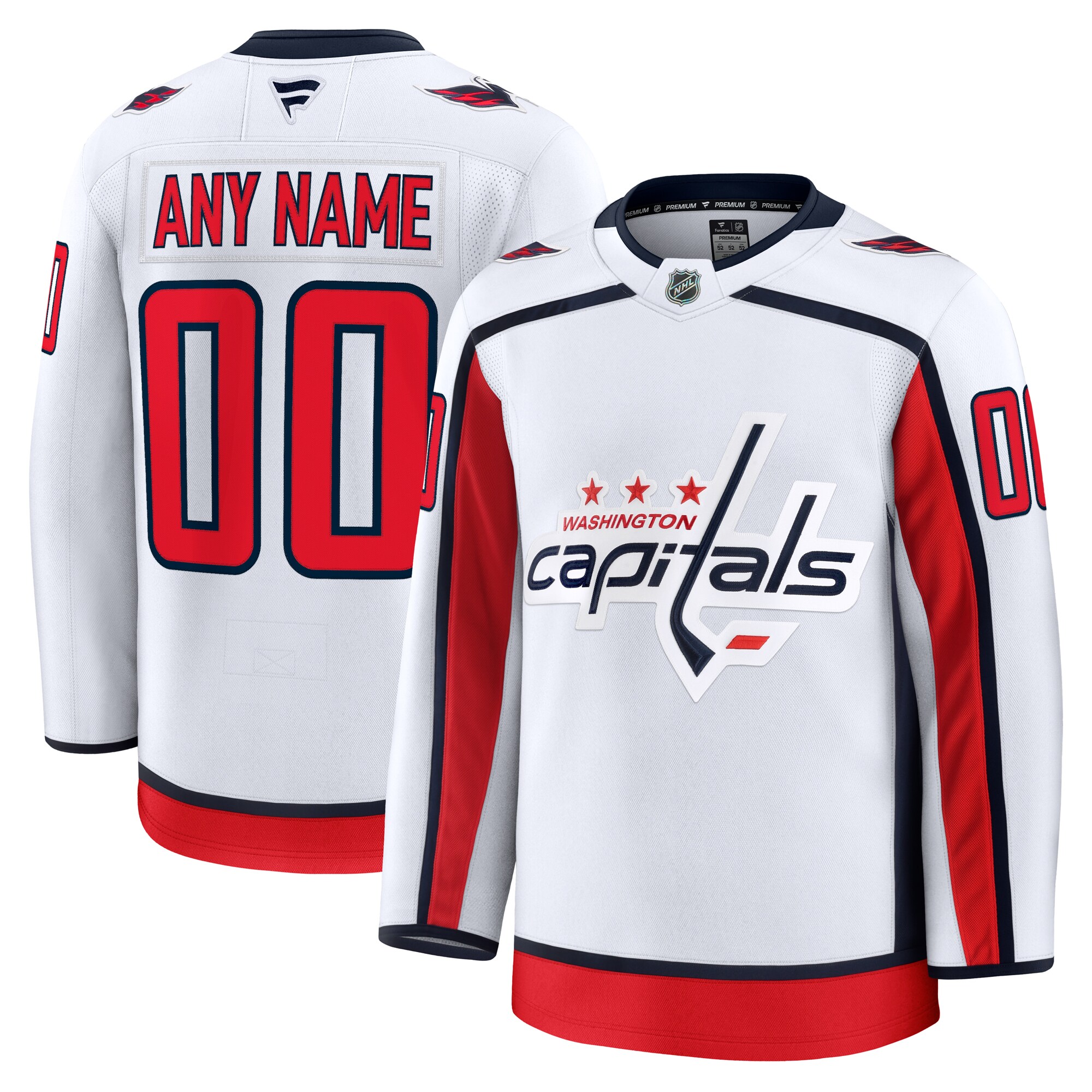 Men's Washington Capitals White Away Premium Custom Jersey
