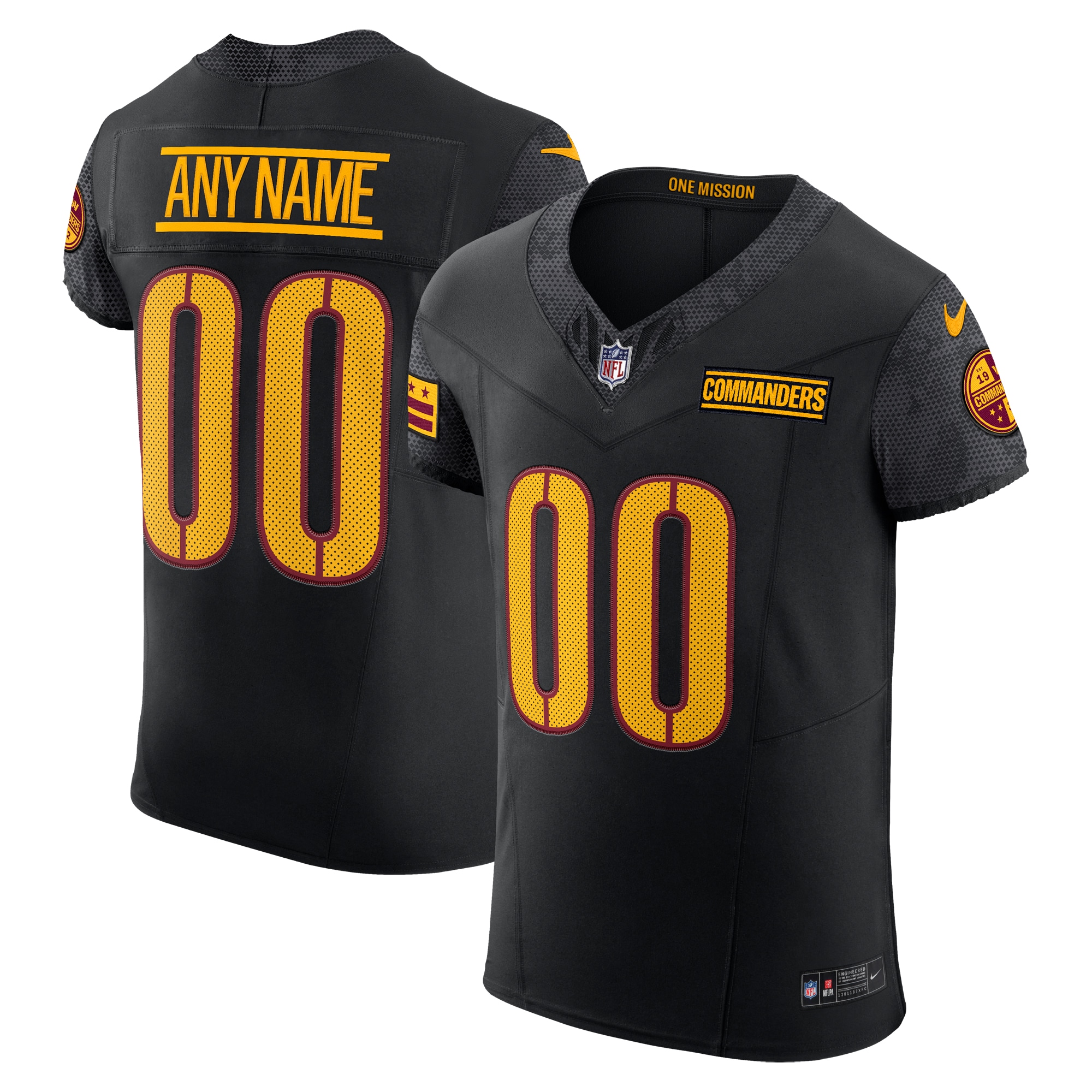 Men's Washington Commanders Black Alternate Vapor F.u.s.e. Elite Custom Jersey Js5642
