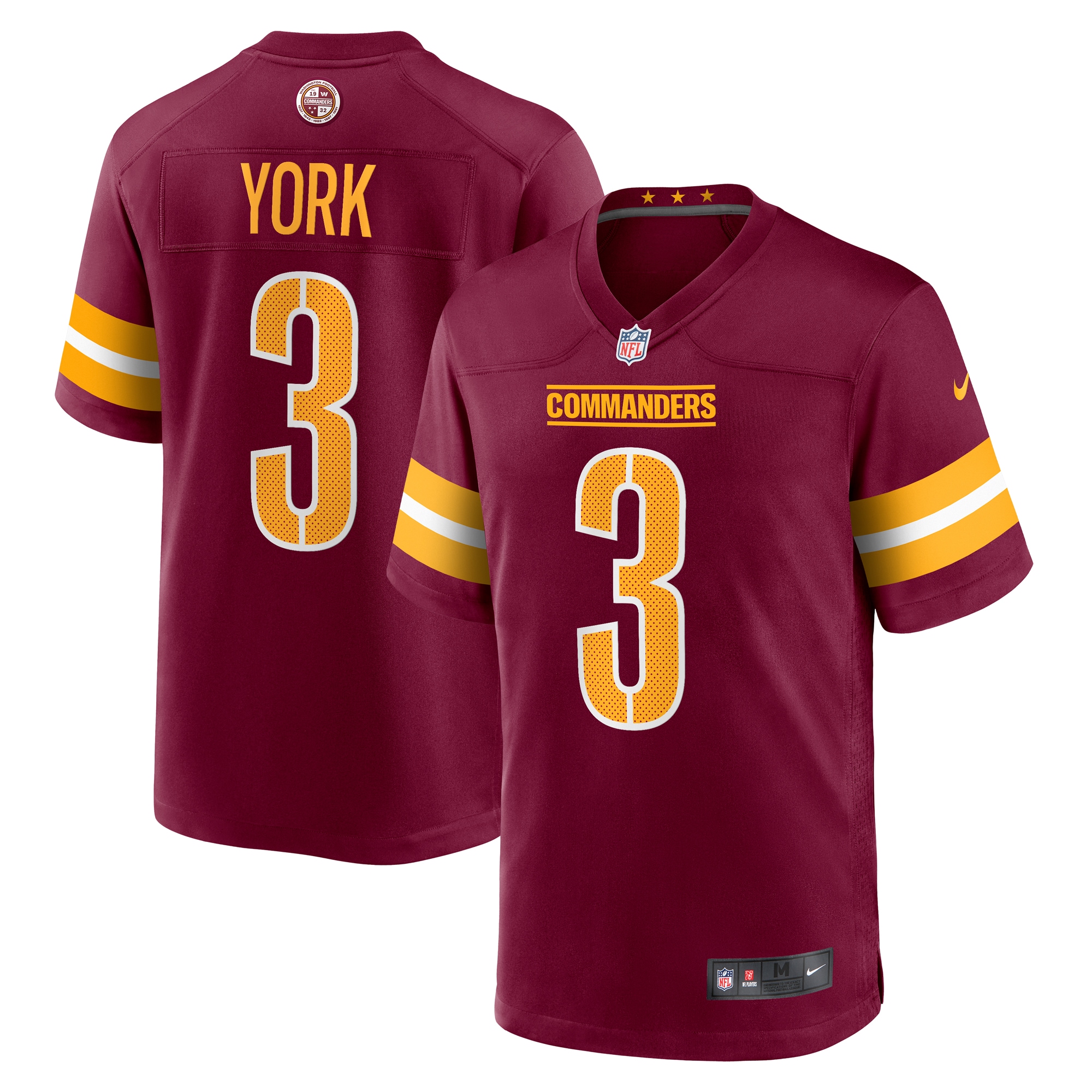 Men's Washington Commanders Cade York Burgundy Game Jersey Js5844