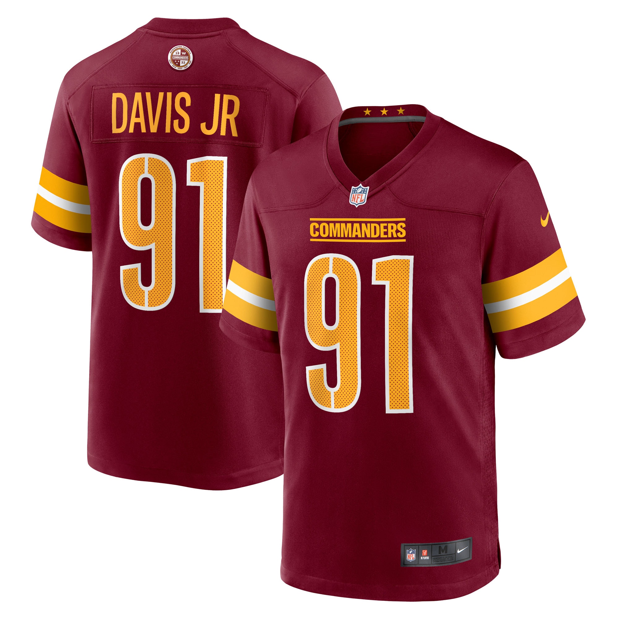 Men's Washington Commanders Carl Davis Jr. Burgundy Team Game Jersey Js2009