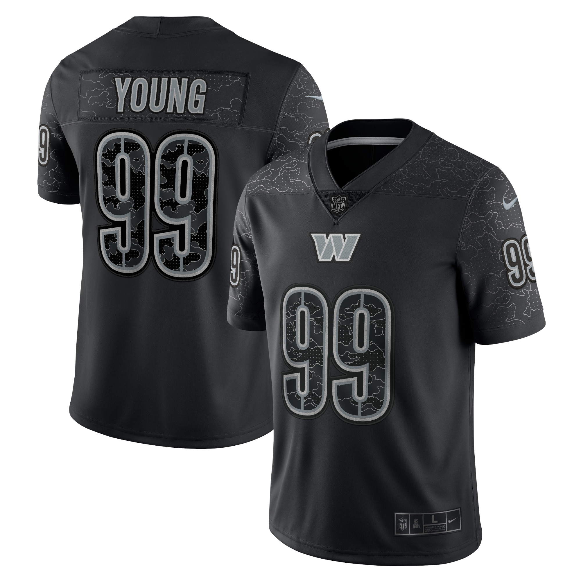 Men's Washington Commanders Chase Young Black Rflctv Limited Jersey Js9702