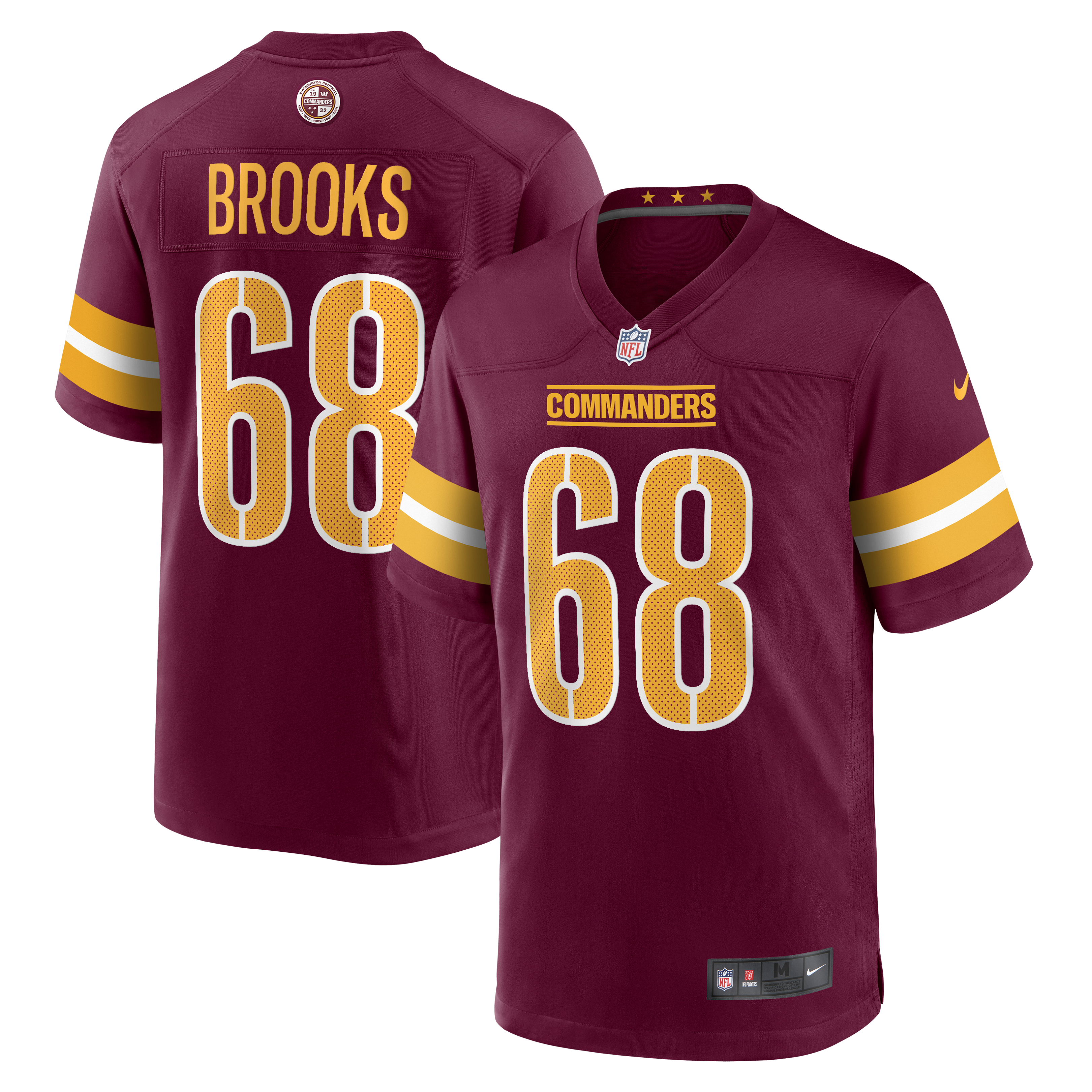 Men's Washington Commanders Curtis Brooks Burgundy Game Jersey Js8599