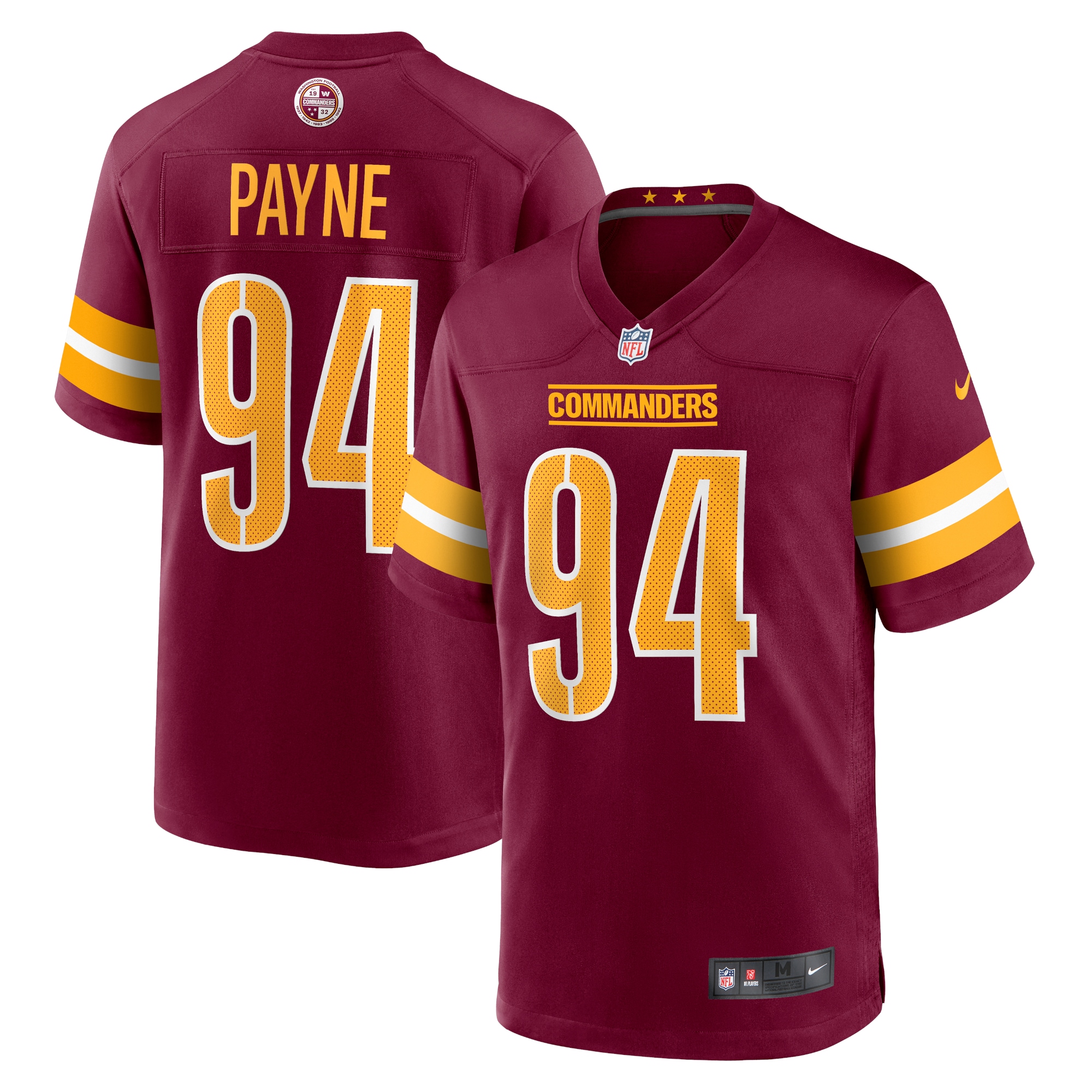 Men's Washington Commanders Da'ron Payne Burgundy Game Jersey Js4870
