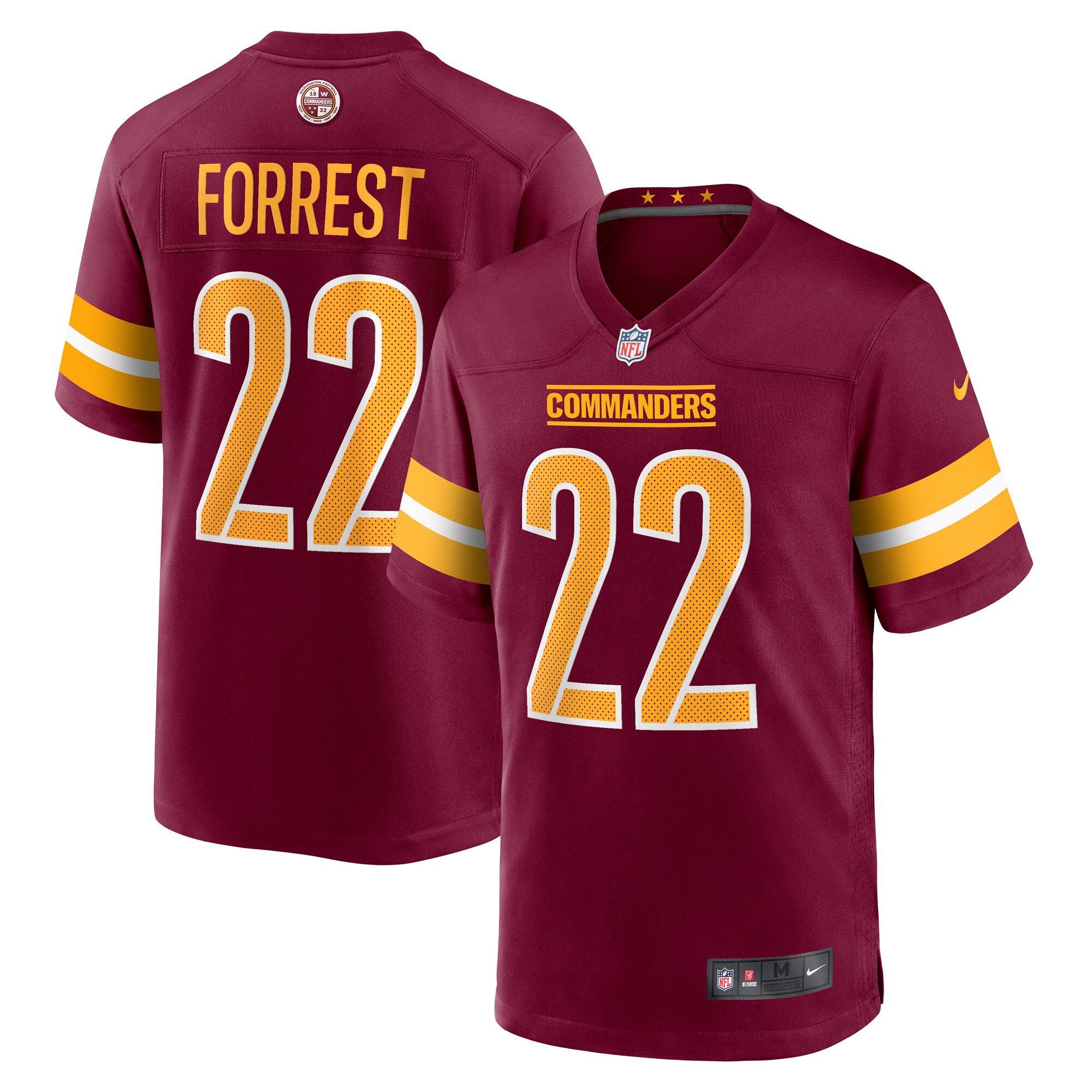 Men's Washington Commanders Darrick Forrest Burgundy Game Player Jersey Js7295