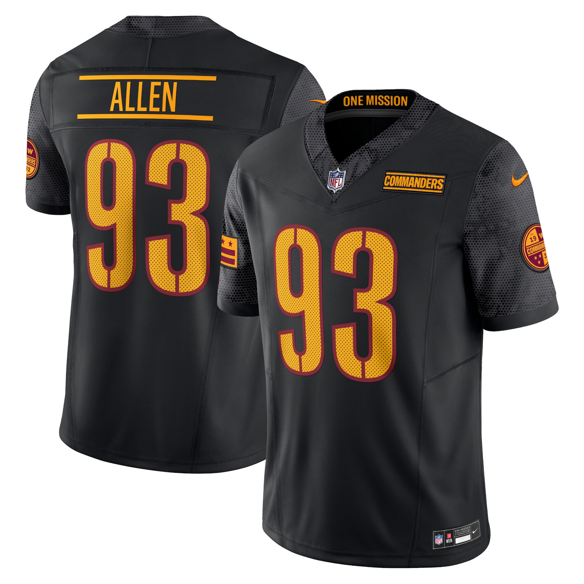 Men's Washington Commanders Jonathan Allen Black Alternate Vapor F.u.s.e. Limited Jersey Js4336