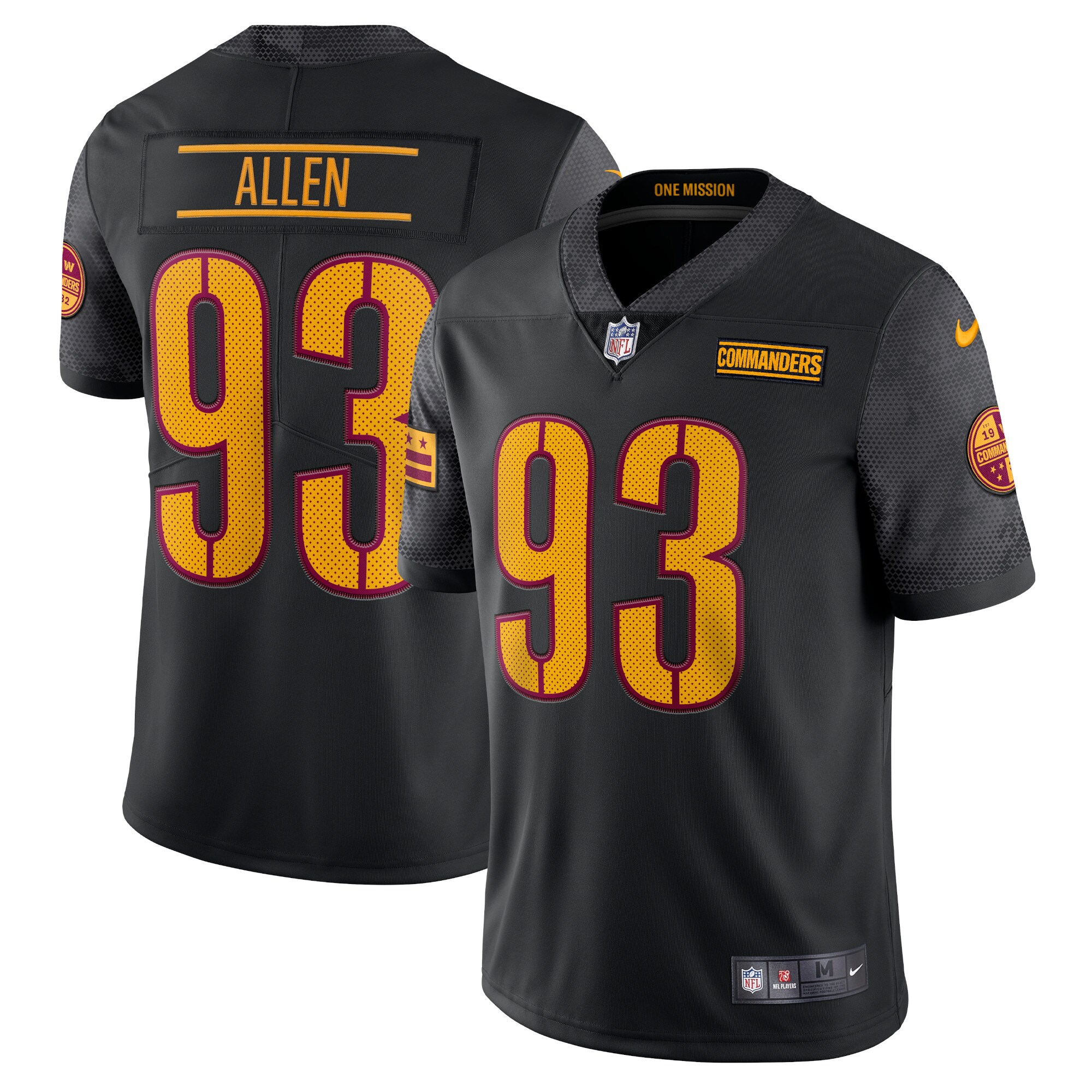 Men's Washington Commanders Jonathan Allen Black Alternate Vapor Limited Jersey Js8544