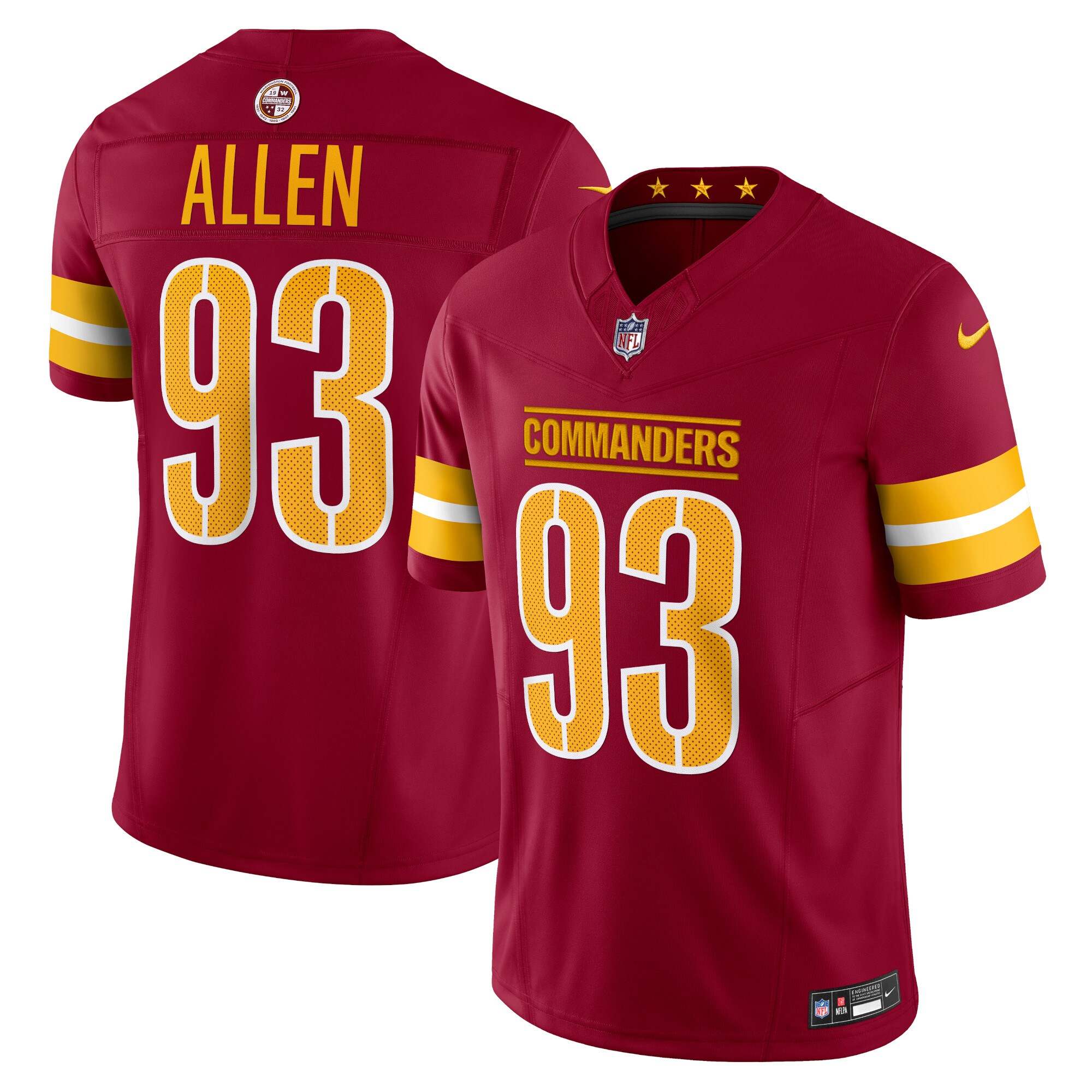 Men's Washington Commanders Jonathan Allen Burgundy Vapor F.u.s.e. Limited Jersey Js1628