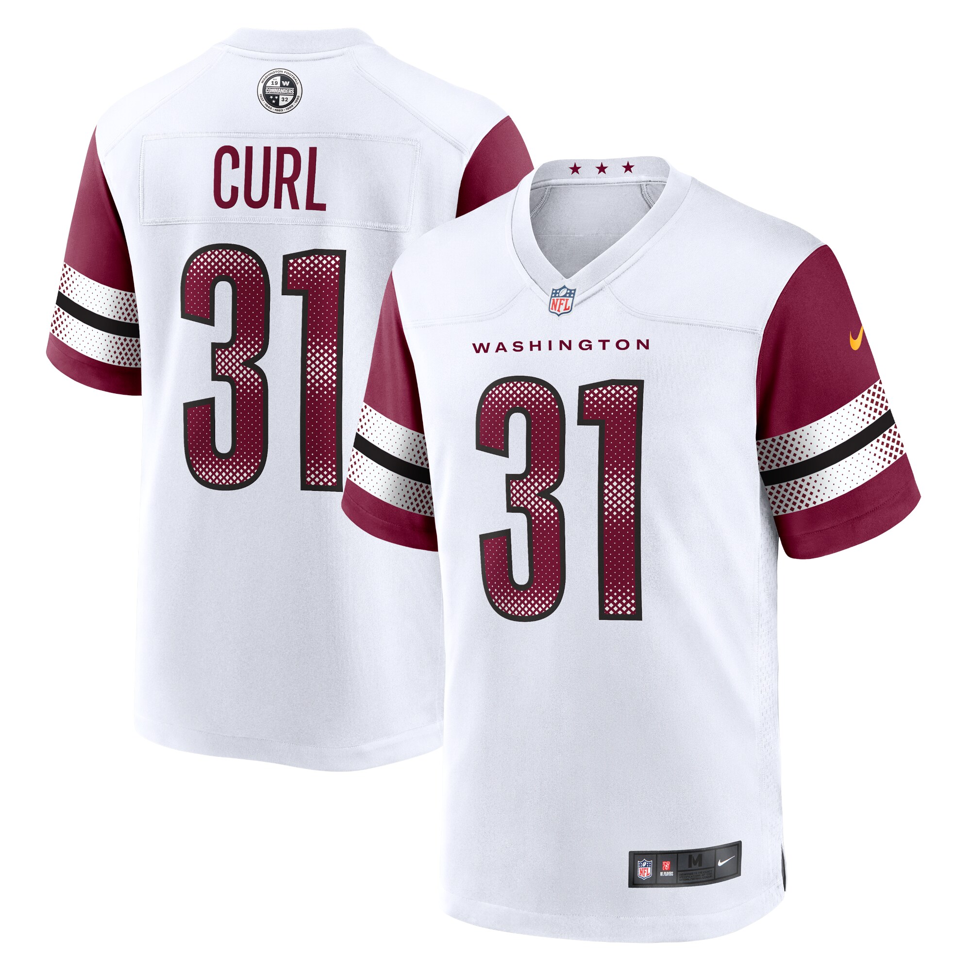 Men's Washington Commanders Kamren Curl White Game Jersey Js8741