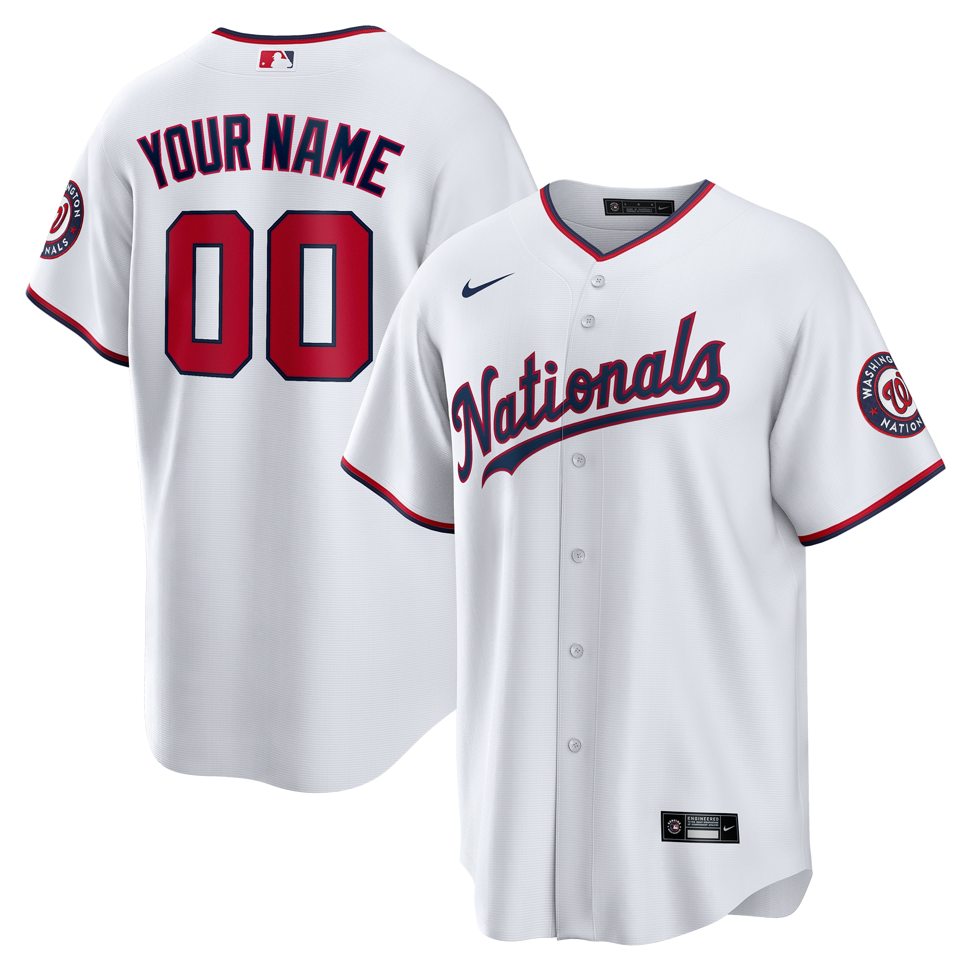 Men's Washington Nationals White Custom Jersey
