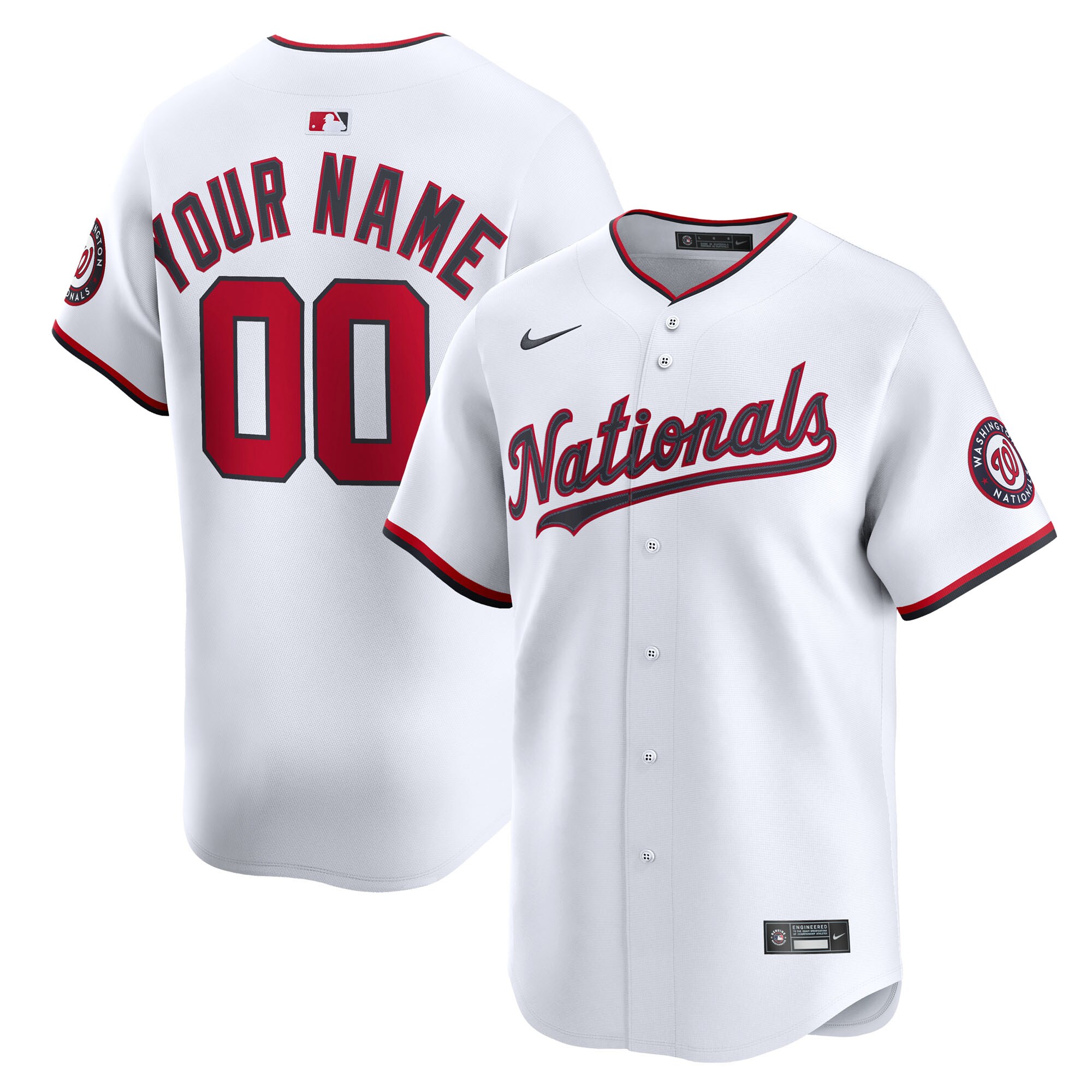 Men's Washington Nationals White Home Limited Custom Jersey