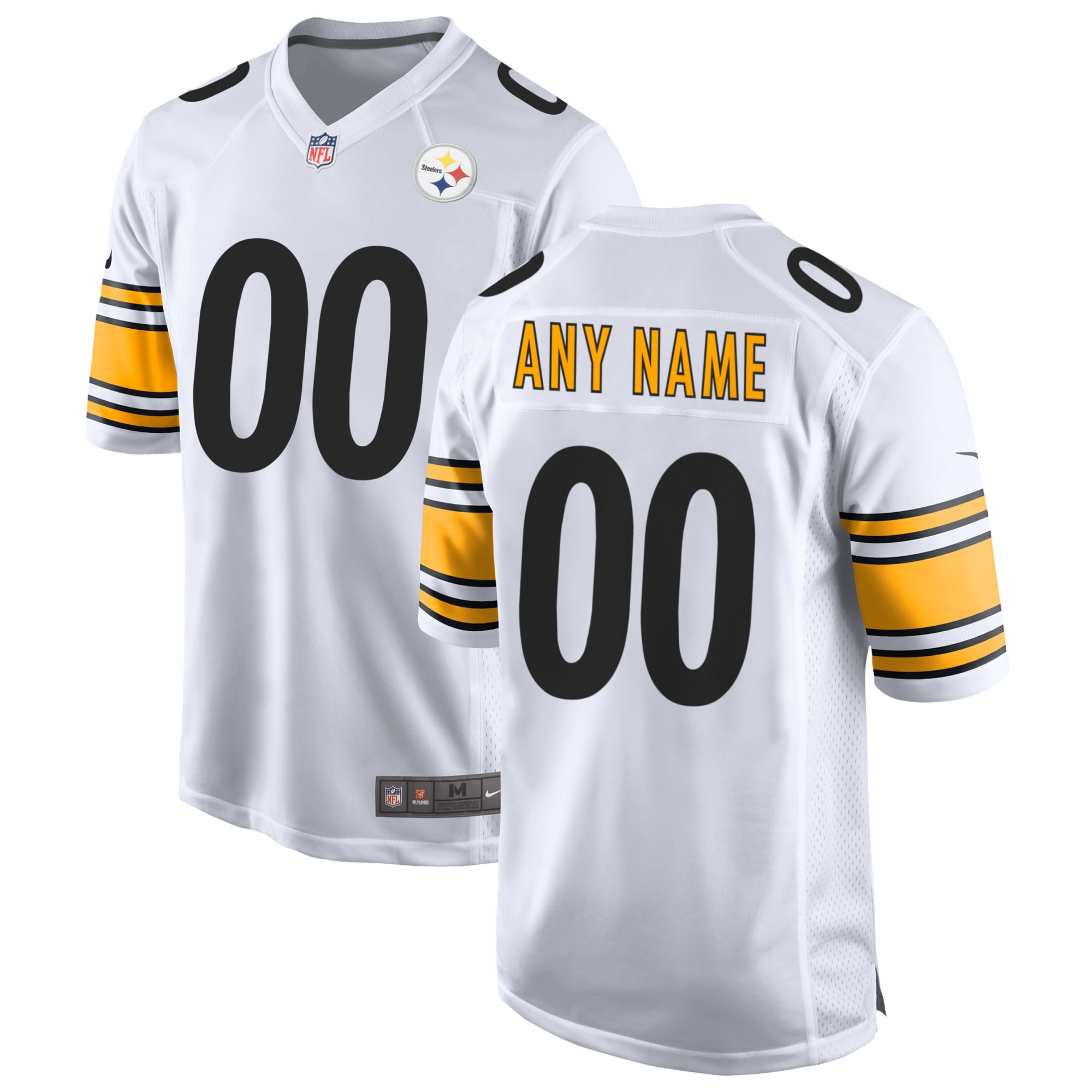 Men's White Pittsburgh Steelers Away Custom Game Jersey Js1533