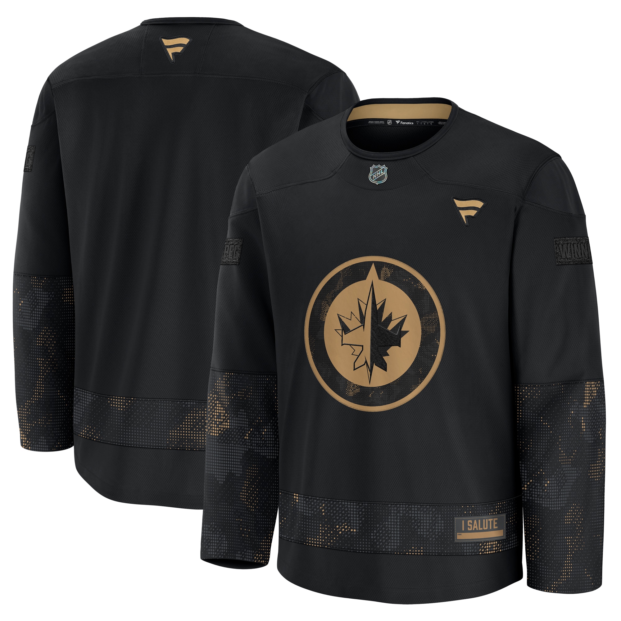 Men's Winnipeg Jets Black 2024 Military Appreciation Practice Jersey