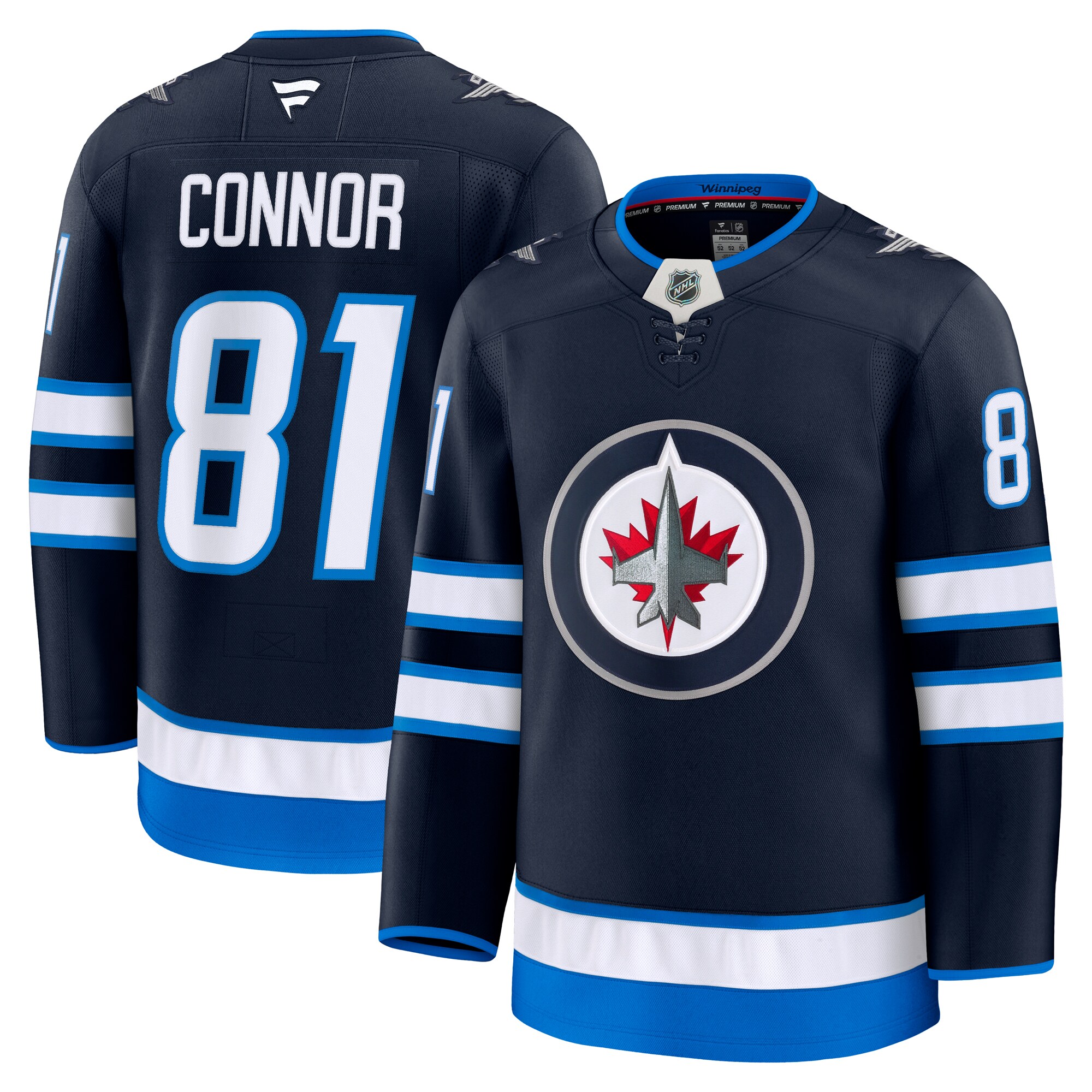 Men's Winnipeg Jets Kyle Connor Navy Home Premium Jersey