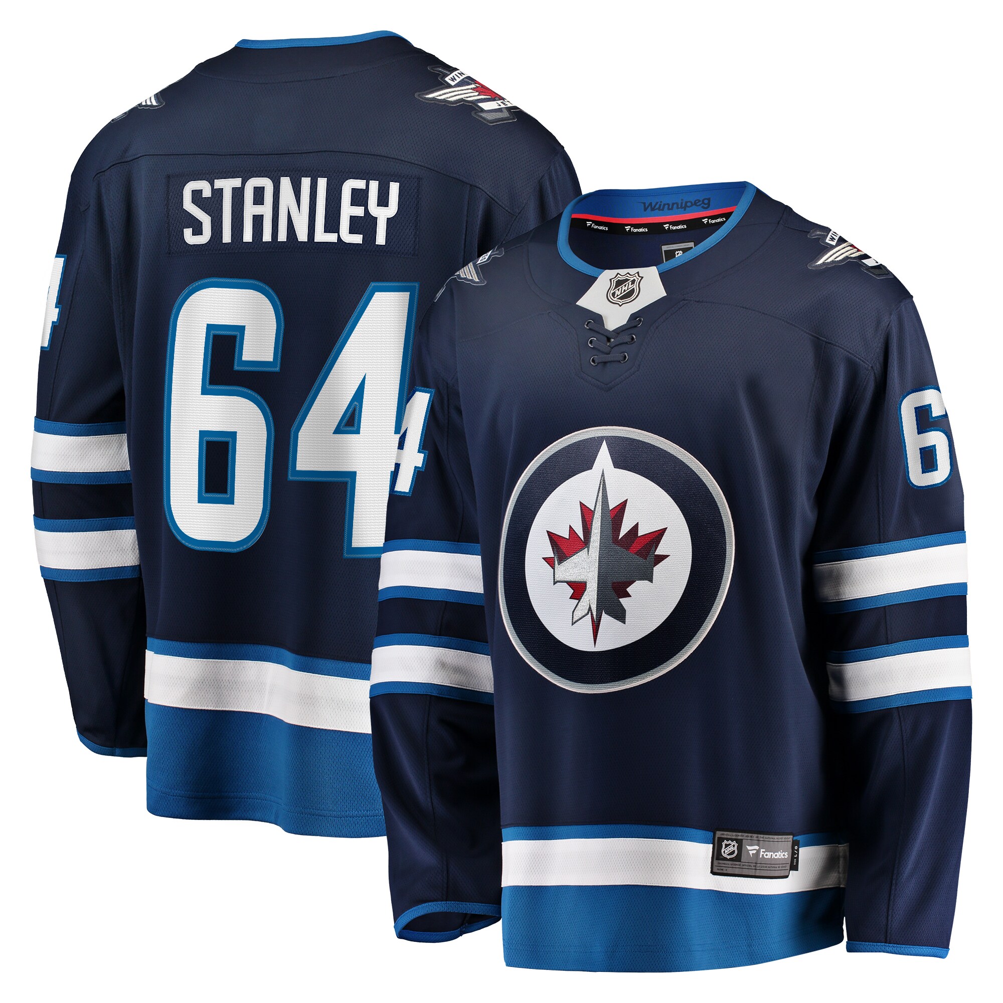 Men's Winnipeg Jets Logan Stanley Navy Home Premier Breakaway Player Jersey