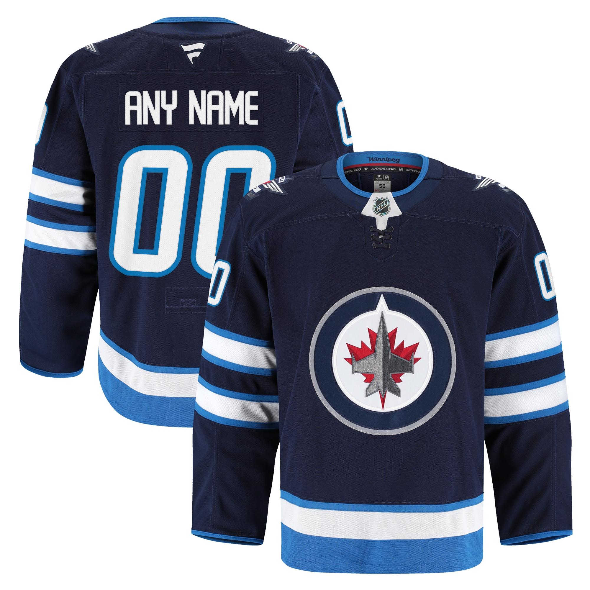 Men's Winnipeg Jets Navy Home Pro Custom Jersey