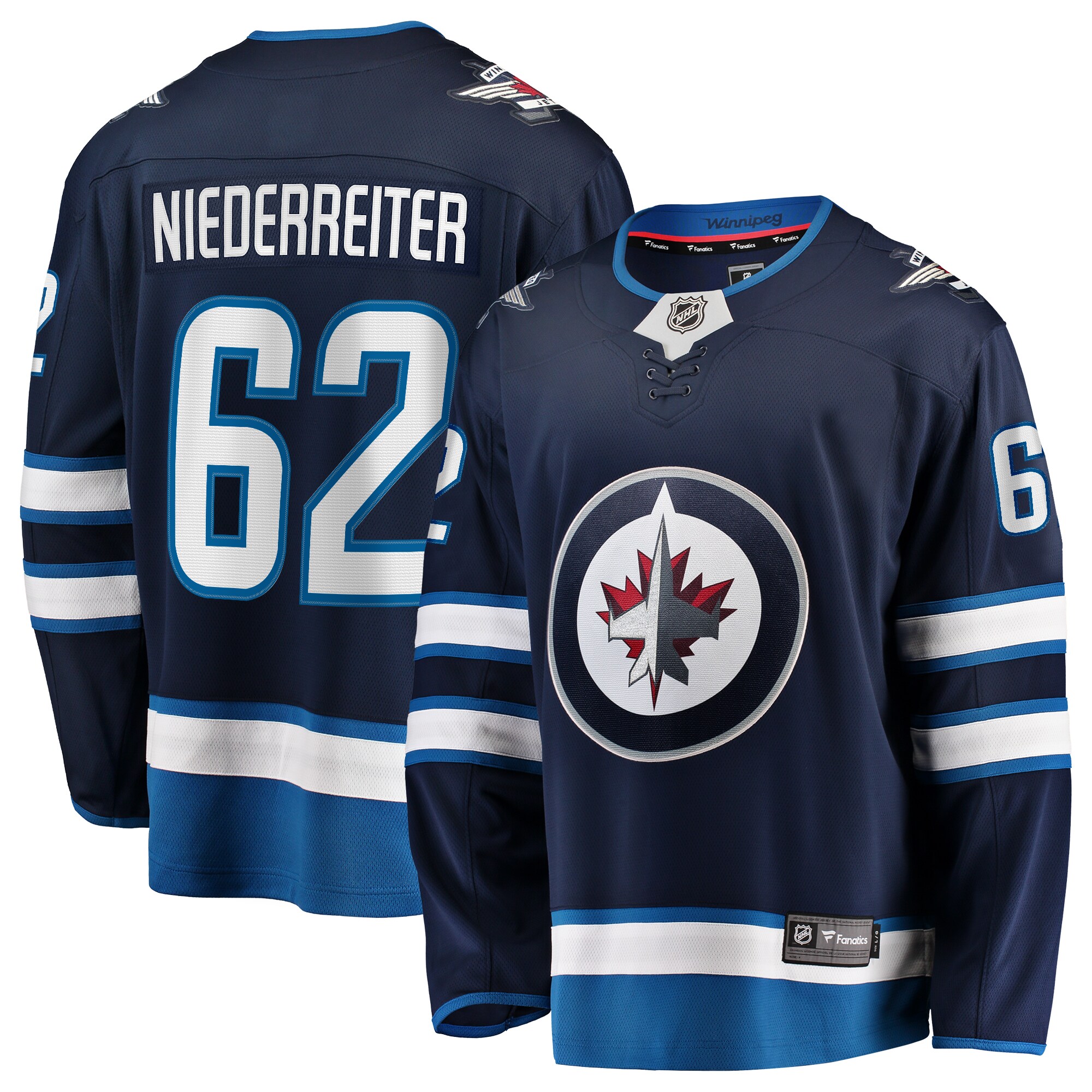 Men's Winnipeg Jets Nino Niederreiter Navy Home Premier Breakaway Player Jersey