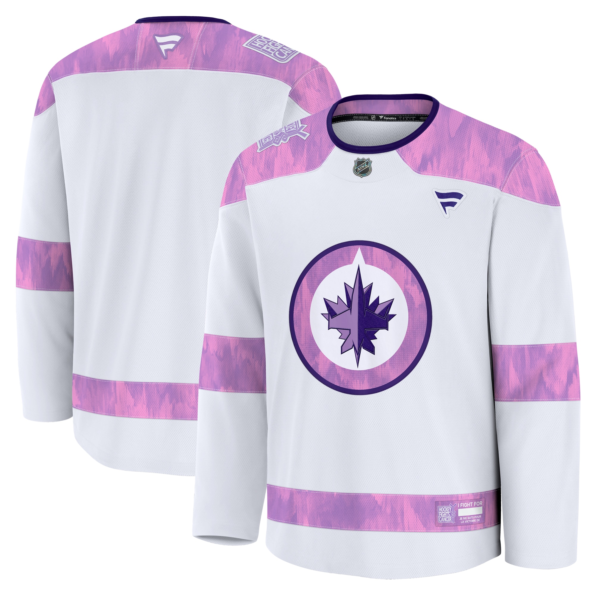 Men's Winnipeg Jets White 2024 Hockey Fights Cancer Practice Jersey