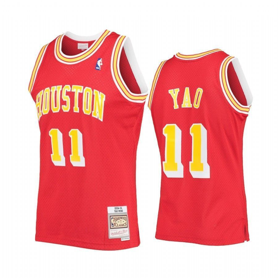 Men's Yao Ming 11 Houston Rockets Red Hardwood Classics Jersey