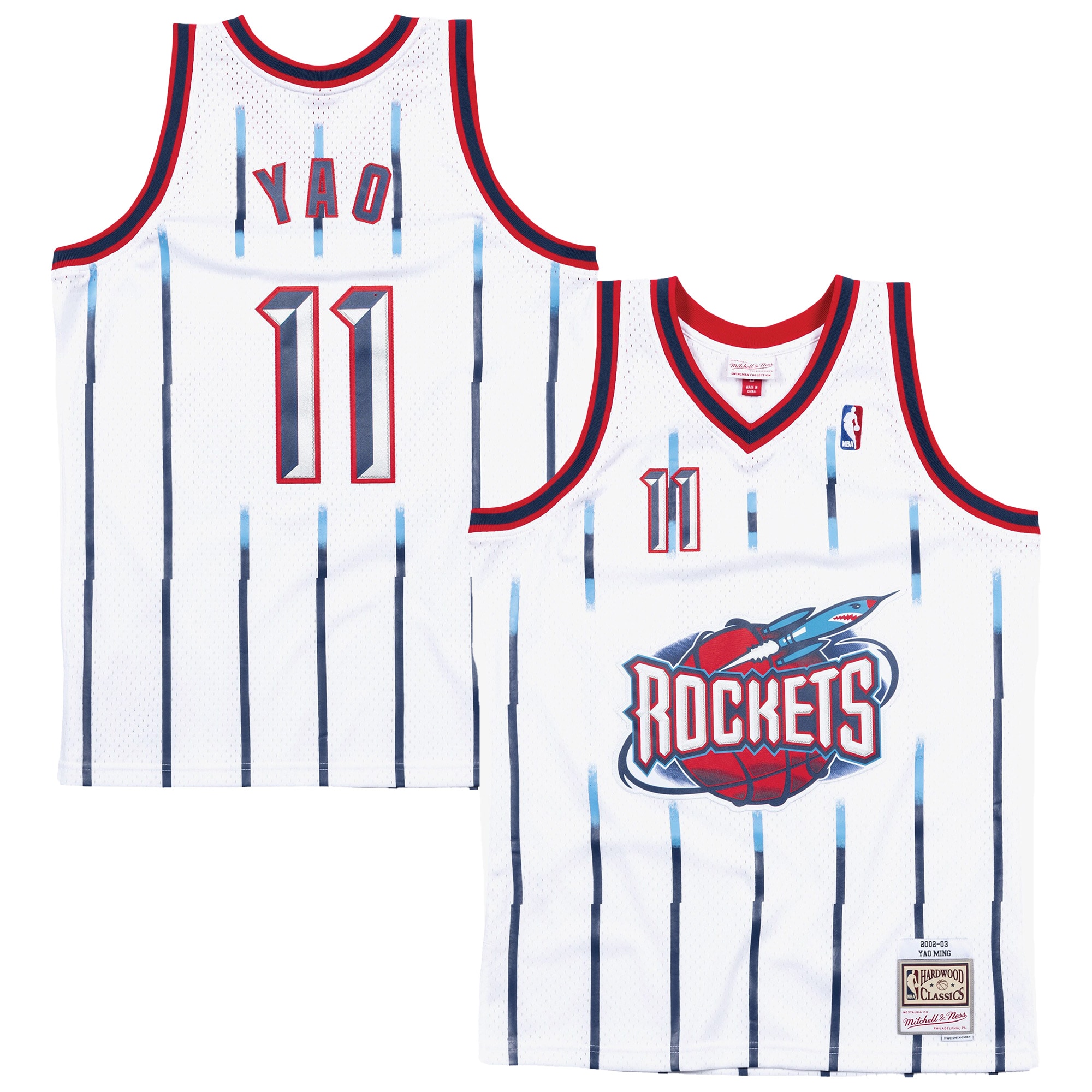 Men's Yao Ming White Houston Rockets Hardwood Classics Swingman Player Jersey