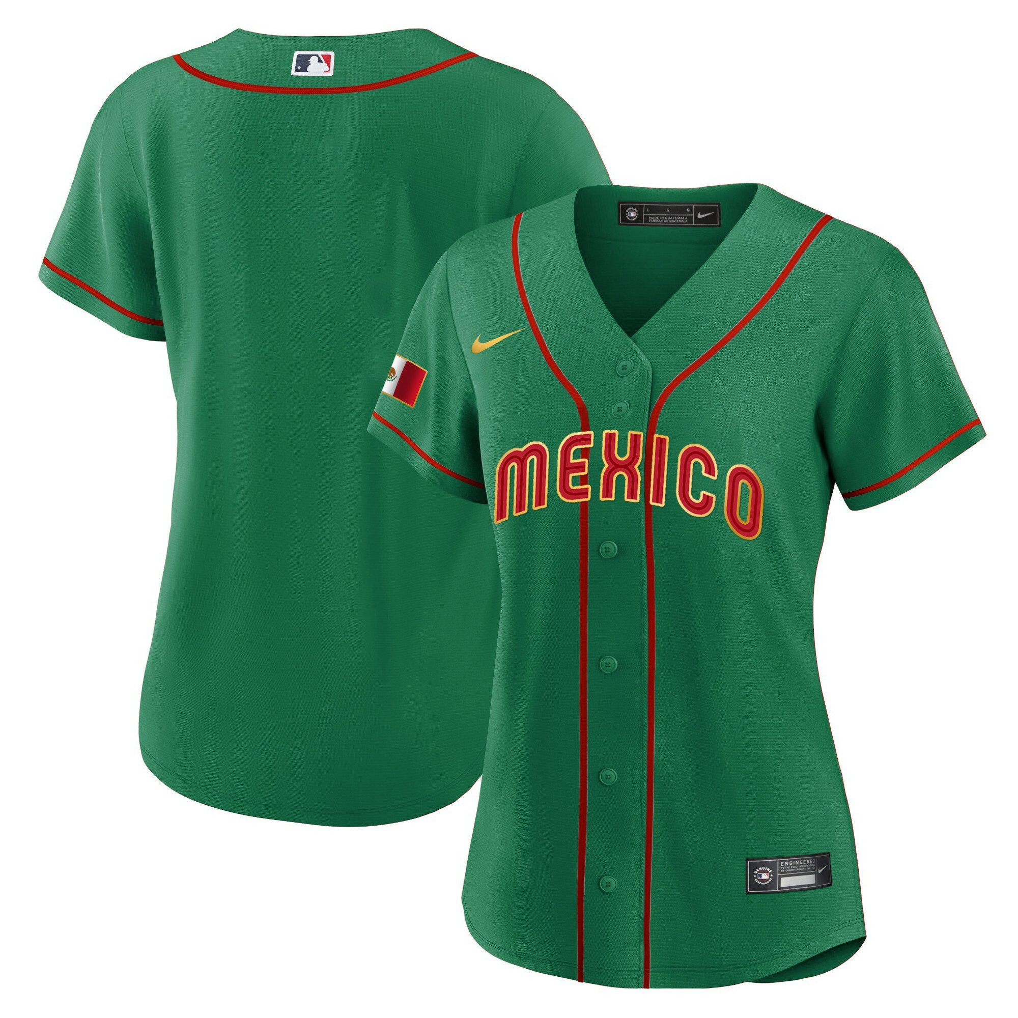 Mexico 2023 Baseball Jersey - Green Gold Trim