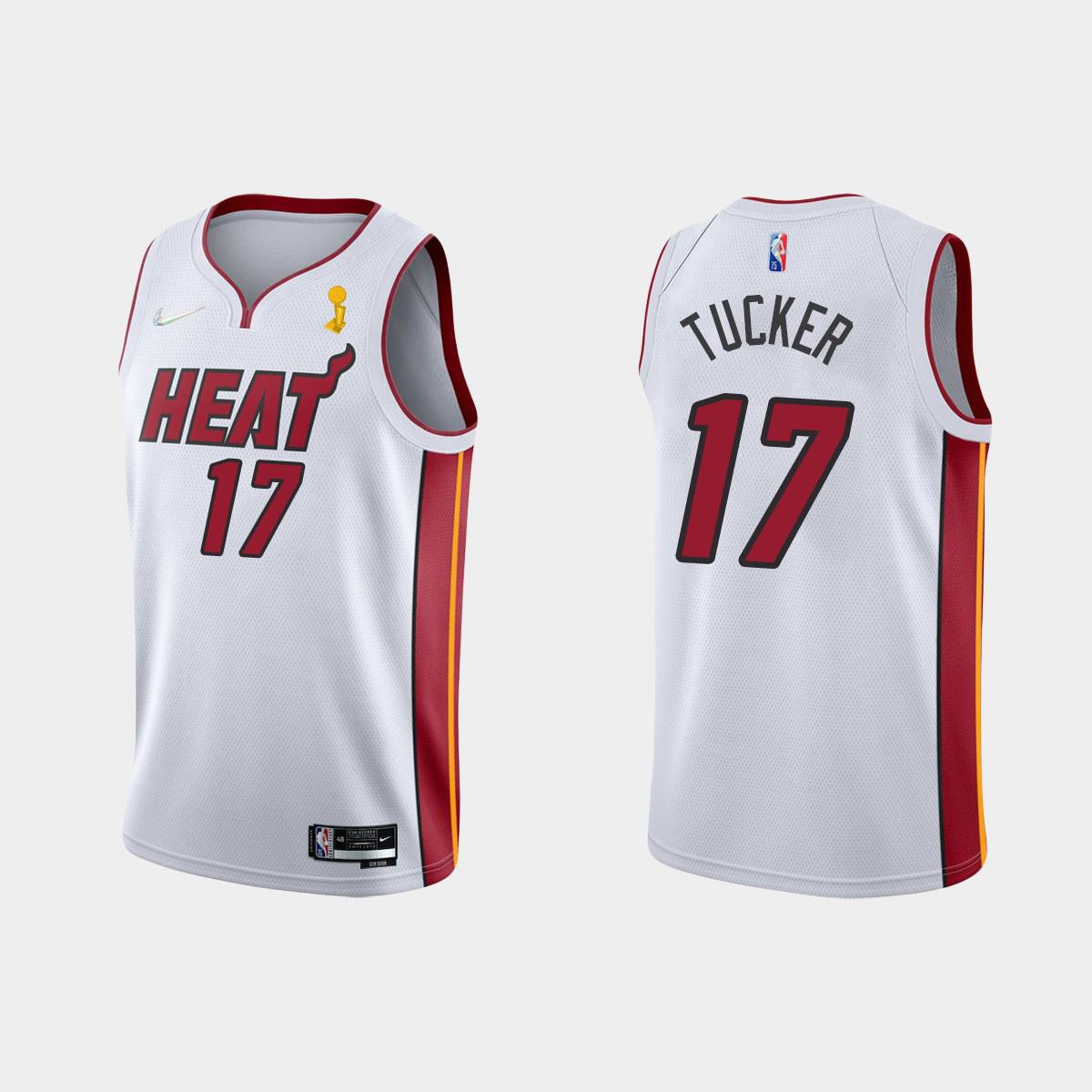 Miami Heat 17 P.j. Tucker Champions Cup 2023 Patch White Jersey