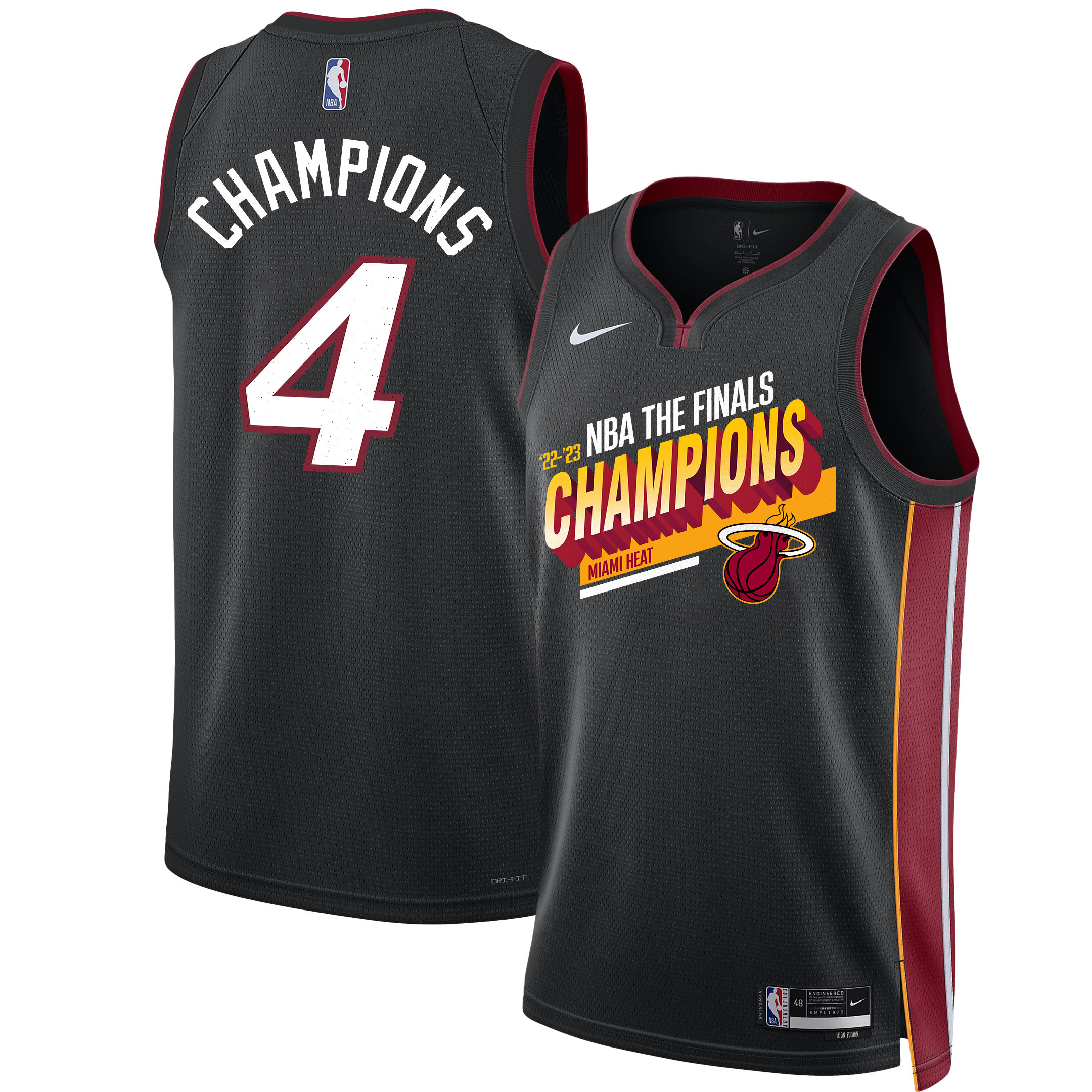 Miami Heat 2023 Nba The Finals Champions Edition Swingman Jersey - Black