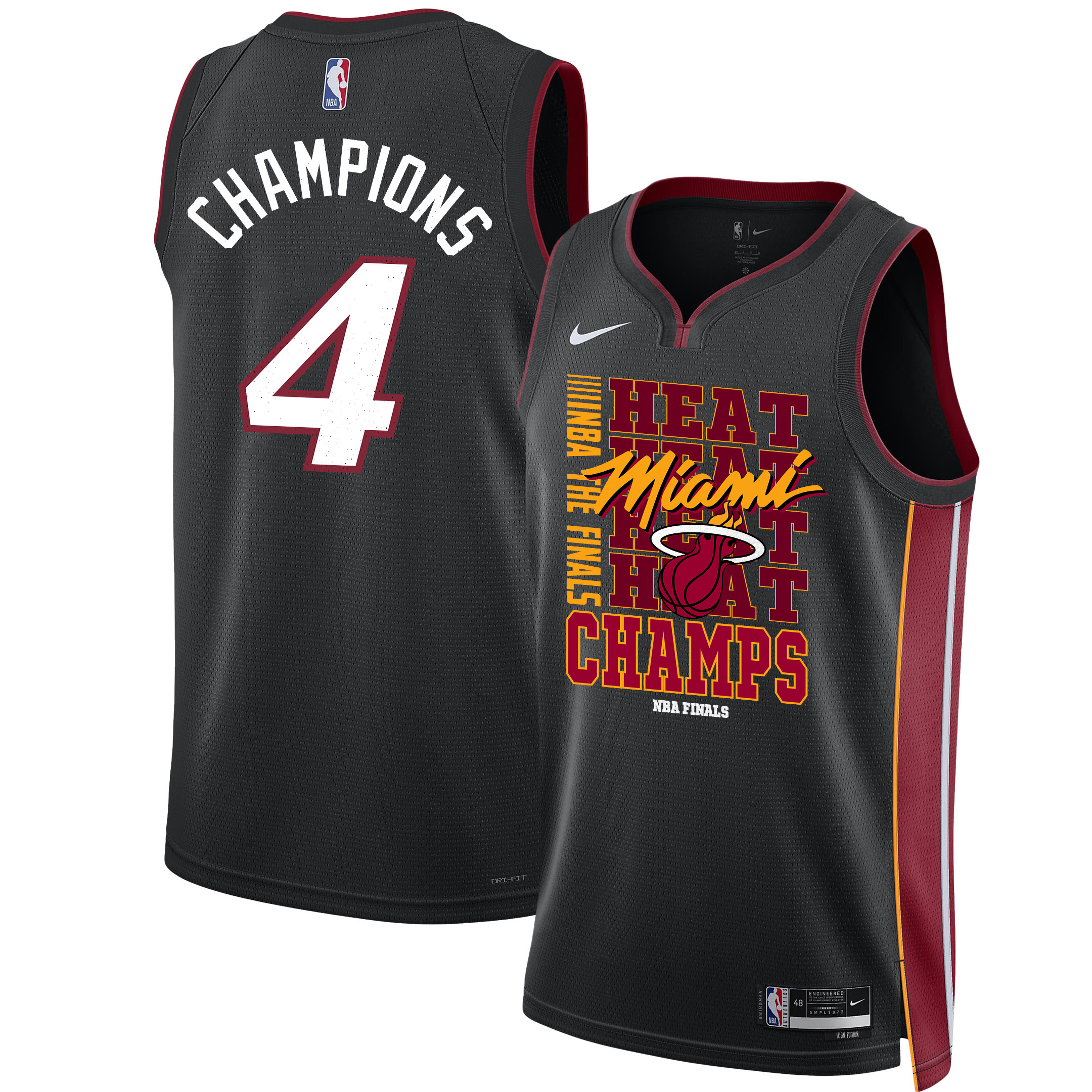 Miami Heat 2023 Nba The Finals Champions Swingman Jersey - Black