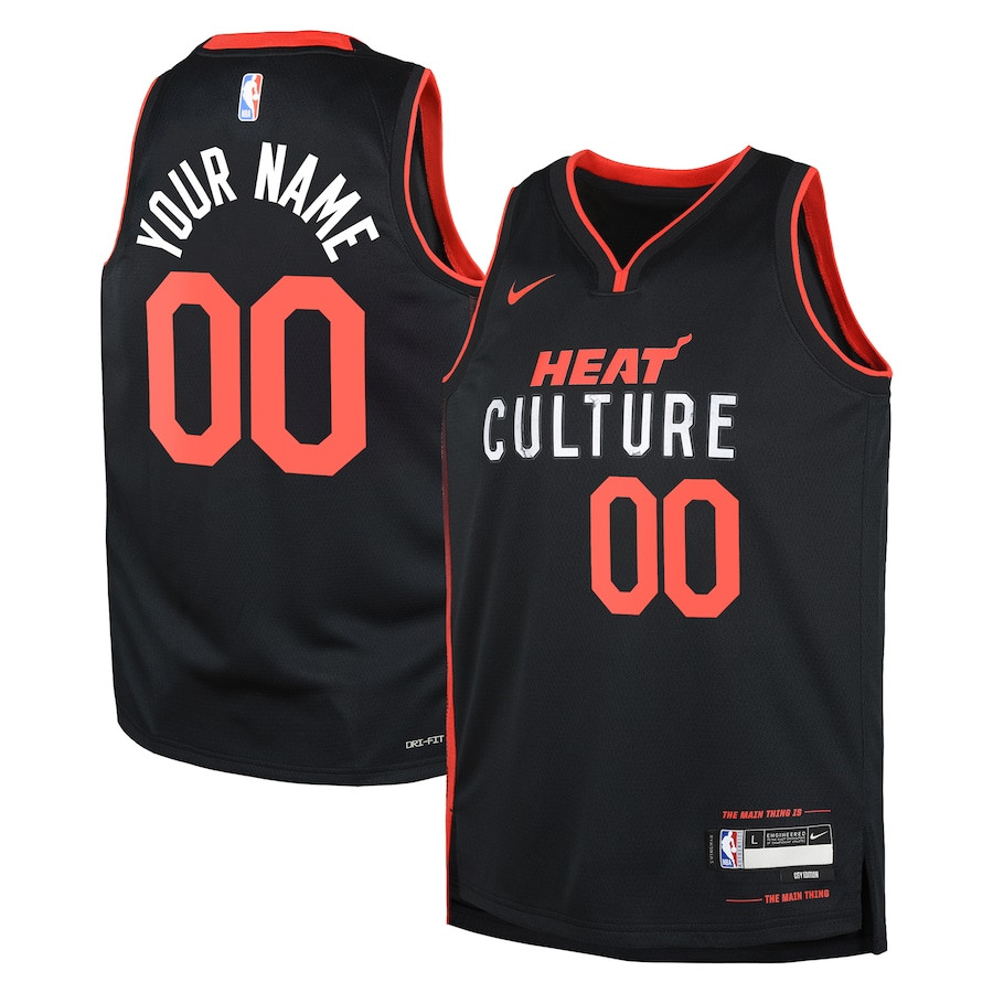 Miami Heat 2023/24 City Edition Swingman Custom Youth Jersey - Black