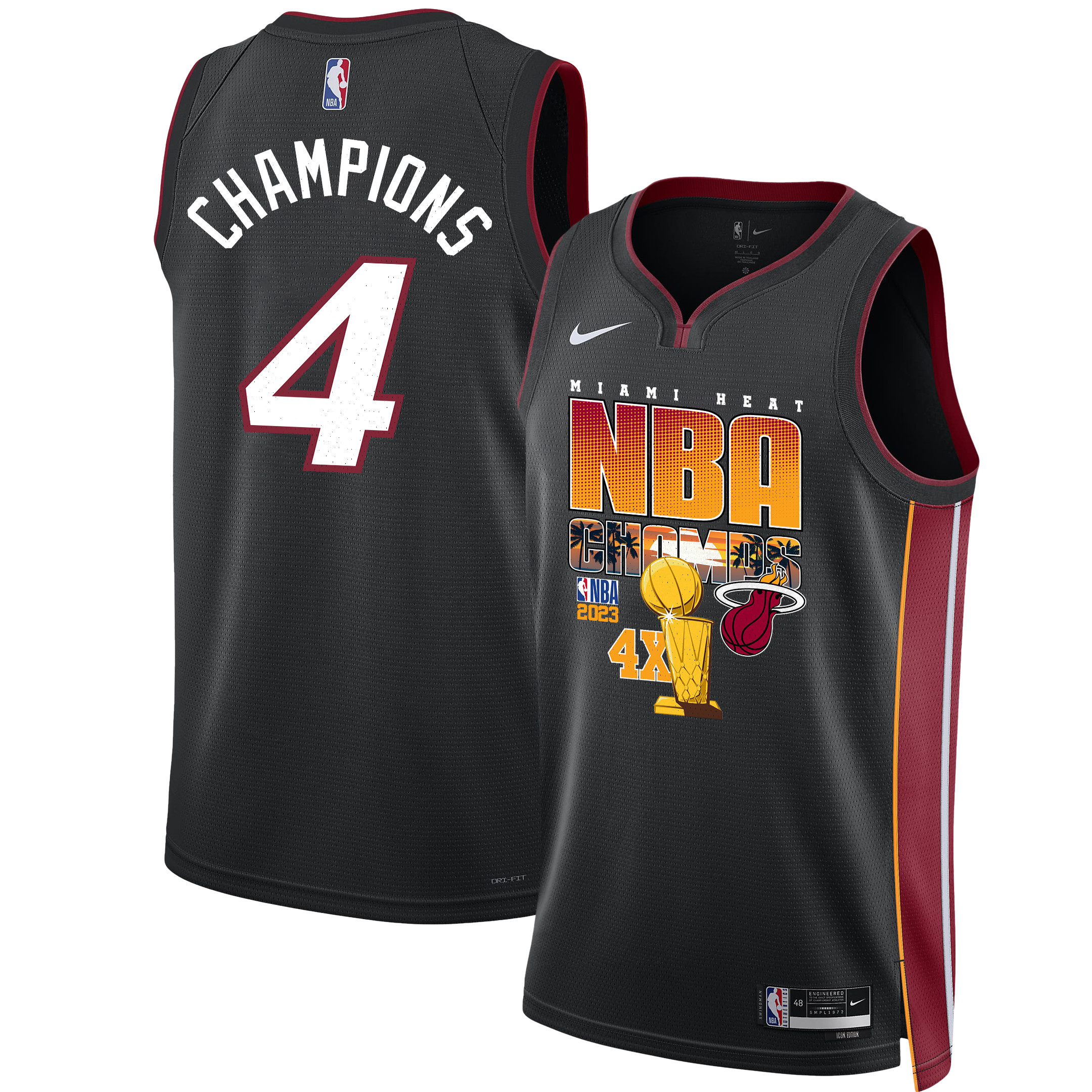 Miami Heat 4x Finals Champions 2023 Swingman Jersey - Black