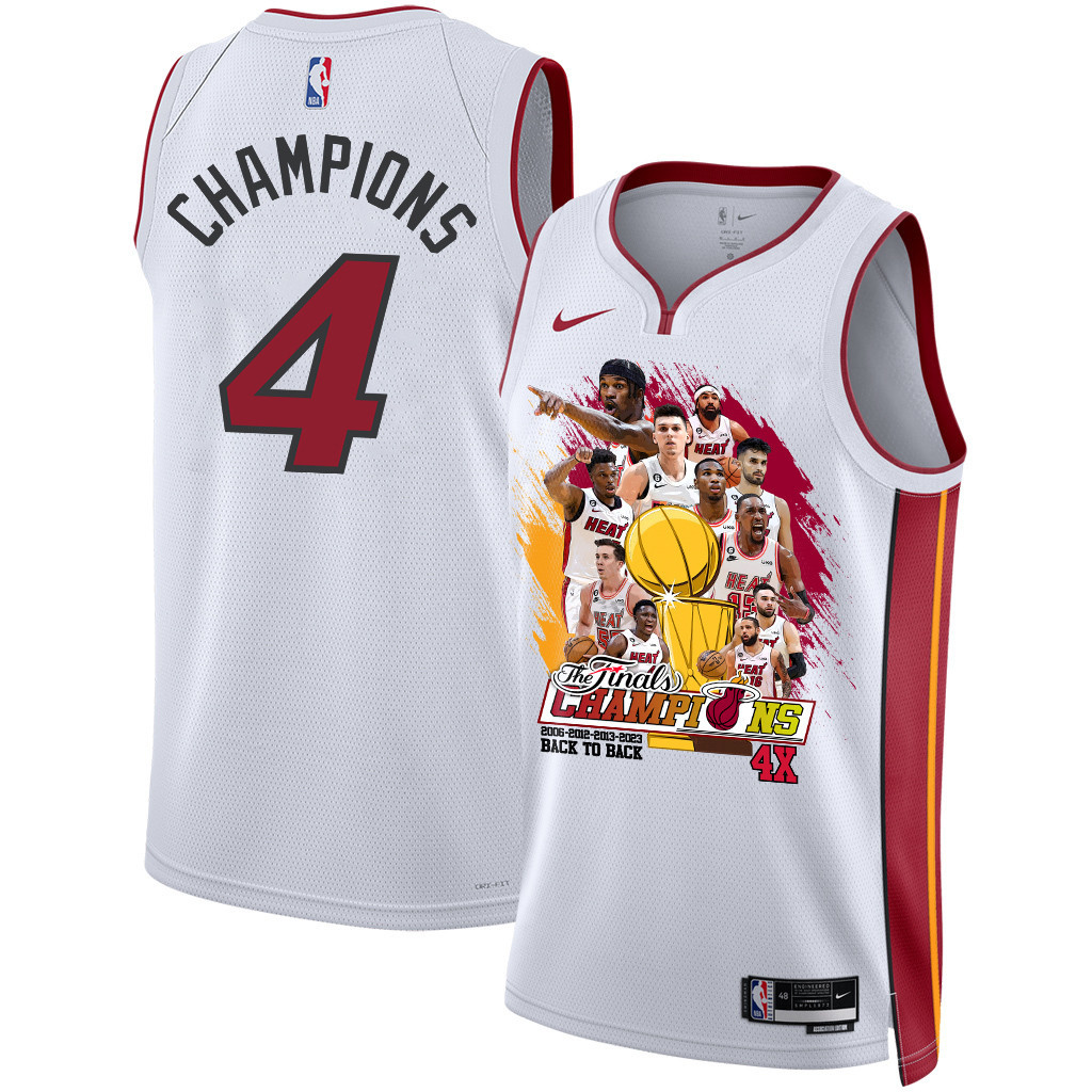 Miami Heat 4x Nba Finals Champions Swingman Jersey - White