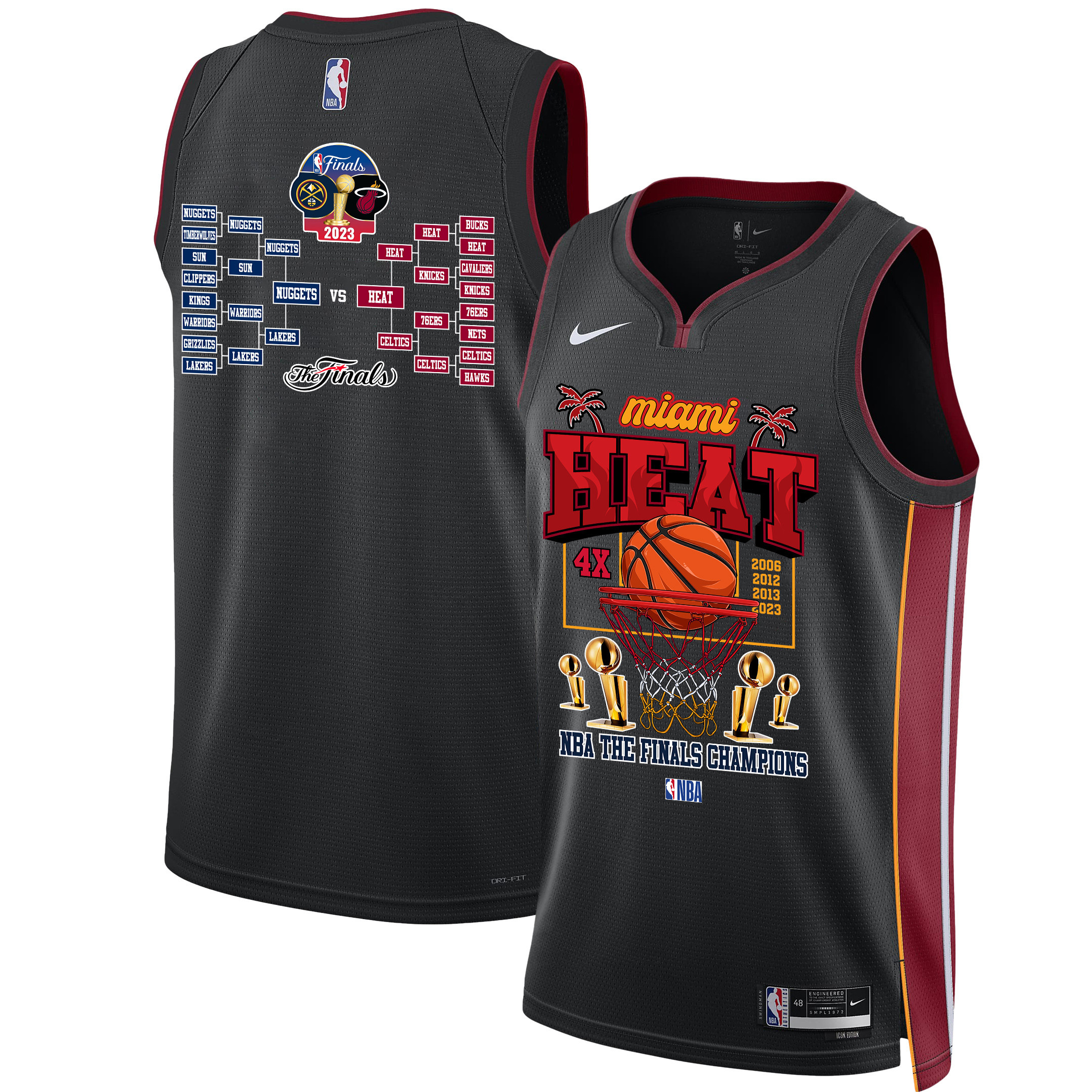 Miami Heat Lineup Road To The Nba Final Champions 2023 Swingman Jersey - Black