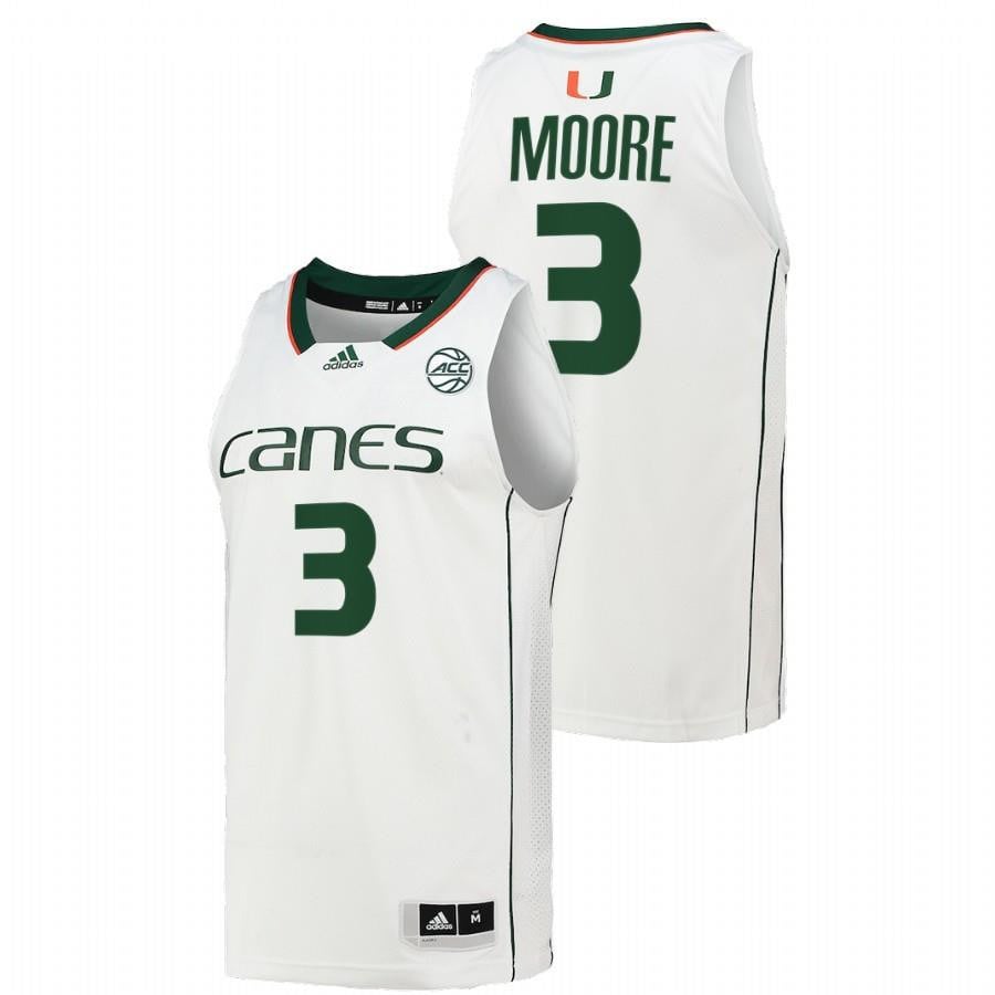 Miami Hurricanes Charlie Moore 3 2022 White College Basketball Men Jersey